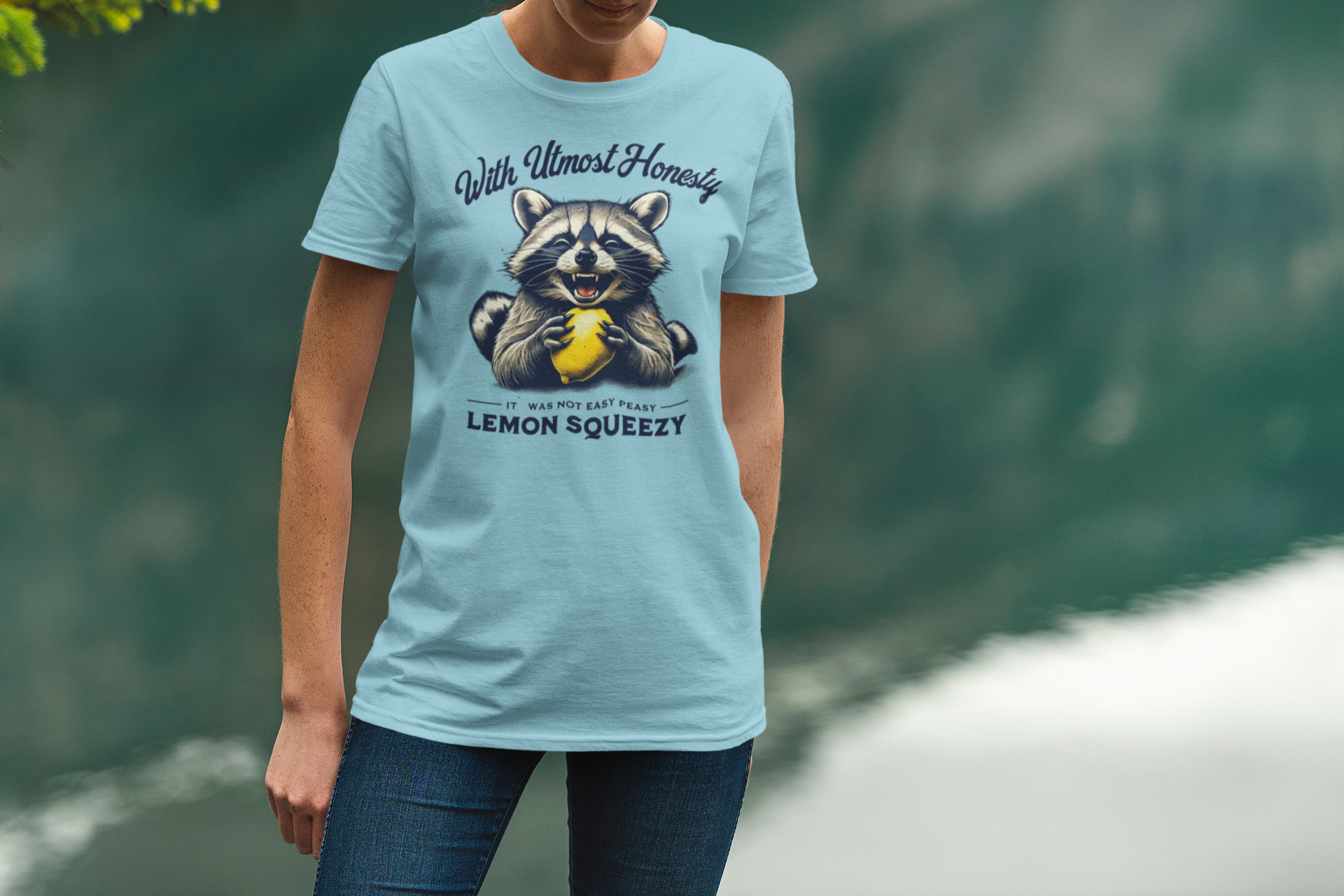 Cute and Funny Raccoon T-Shirt - It Was Not Easy Peasy Lemon Squeezy