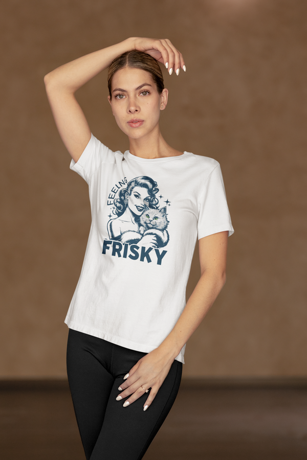 Feeling Frisky Cat Lover Tee, Cute Cat Shirt, Vintage Style