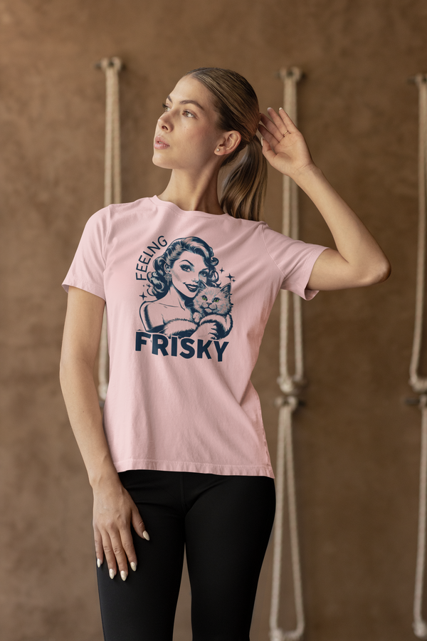 Feeling Frisky Cat Lover Tee, Cute Cat Shirt, Vintage Style