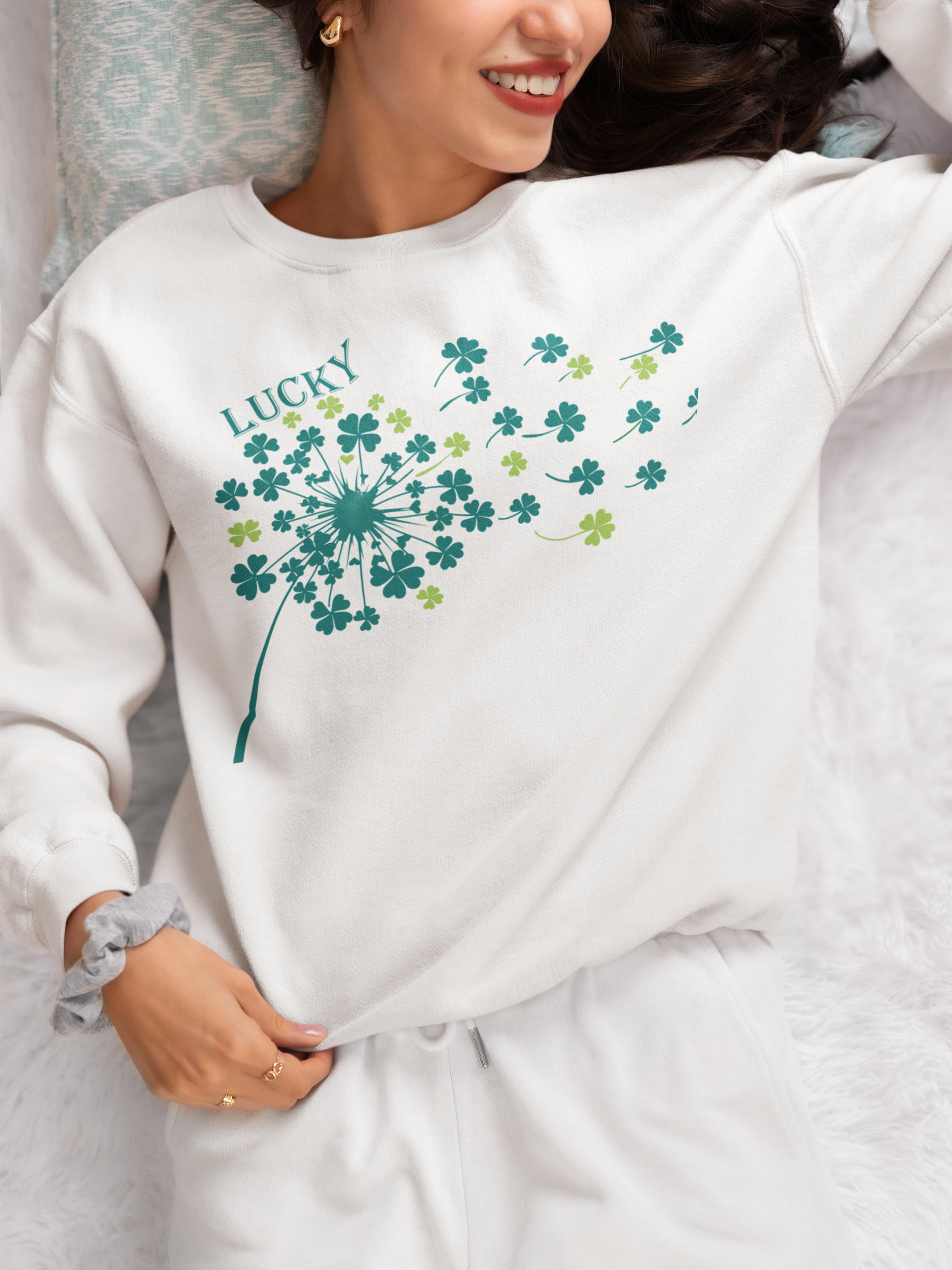 Shamrock Sweatshirt - Clover Shamrock Shirt - St Patrick's Day Apparel - Lucky Clover Design