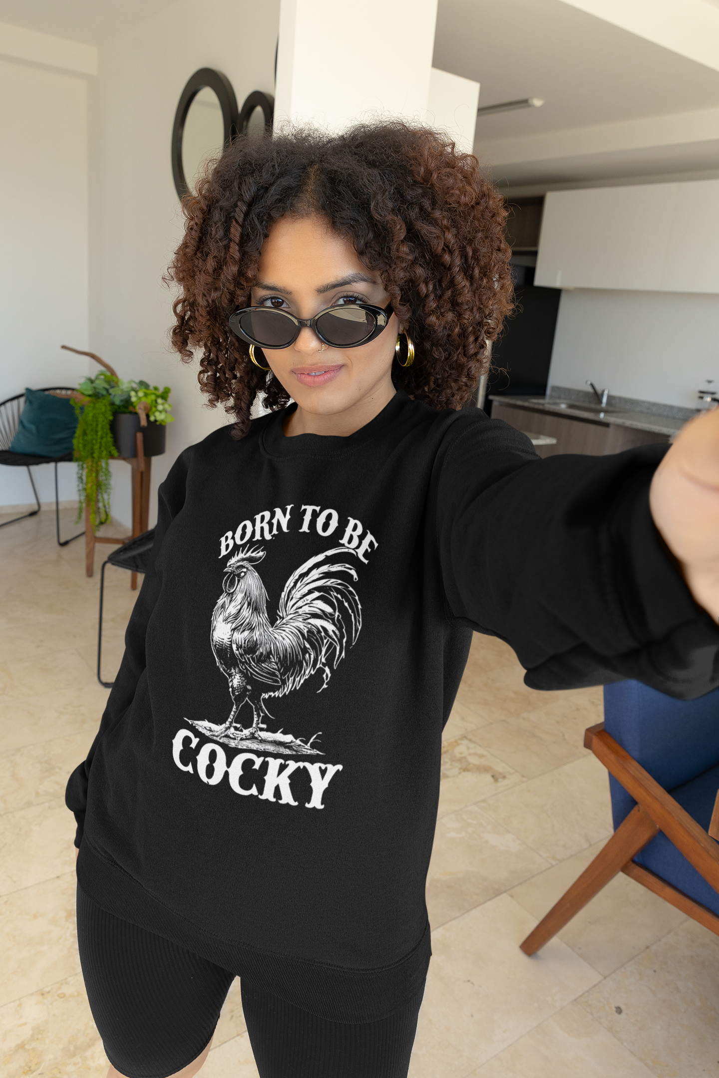 Funny Chicken Crewneck Sweatshirt, Chicken Lover Gift, Gifts For Farmers,  Cocky Roaster Shirt, Farm Life