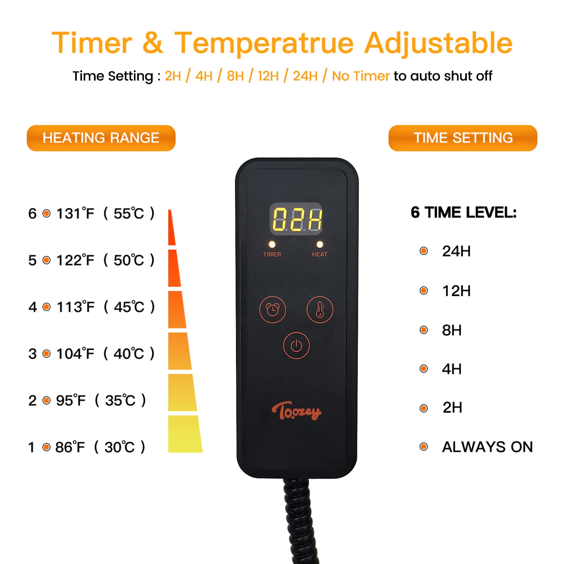 Pet Heating Pad, 6 Adjustable Temperature Dog Cat Heating Pad with Timer