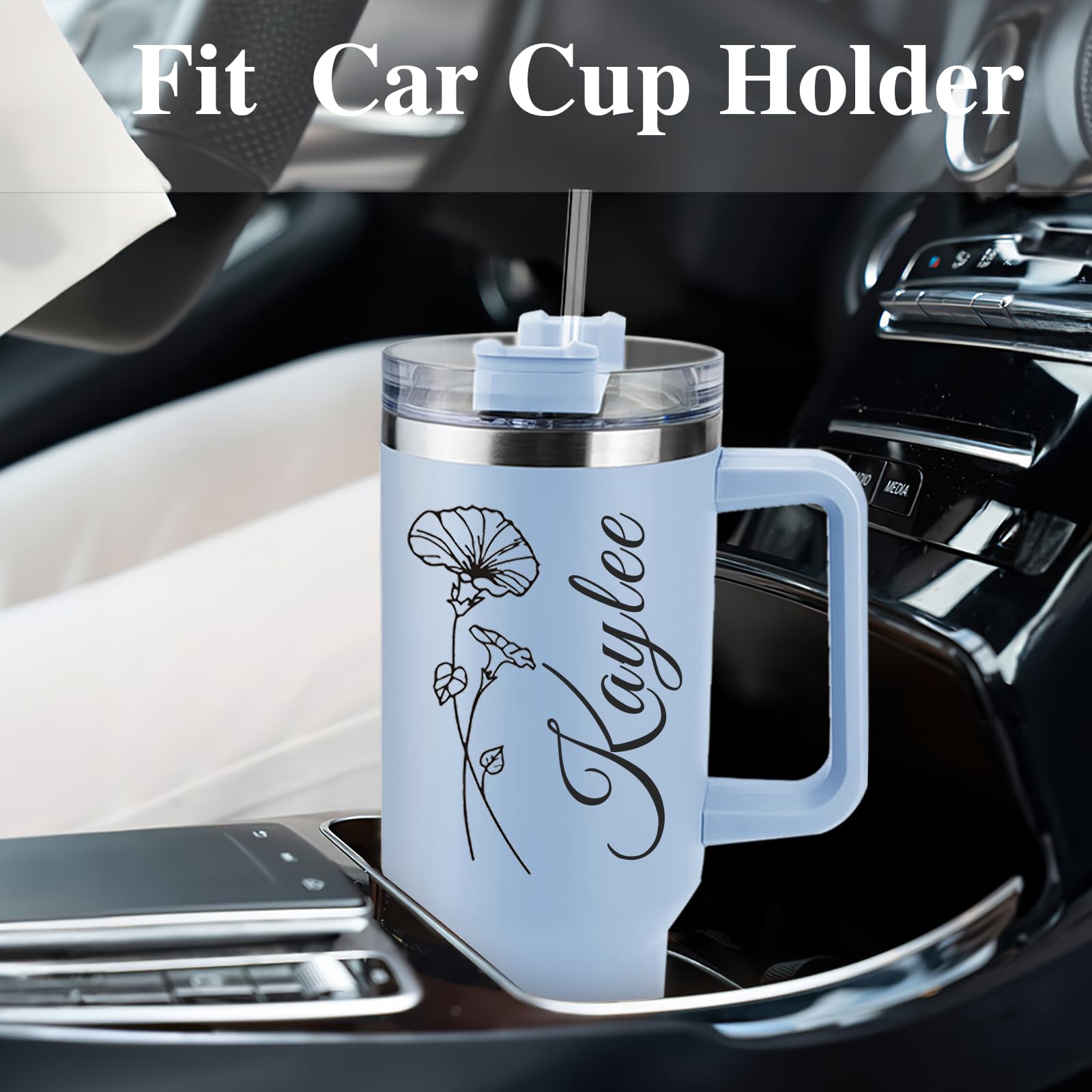 Ships Next Day, Personalized 40 Oz Tumbler with Handle and Straw