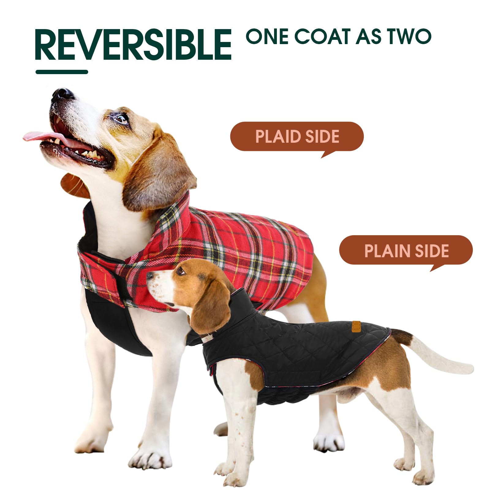 Warm Dog Coat, Reversible Dog Jacket - Waterproof
