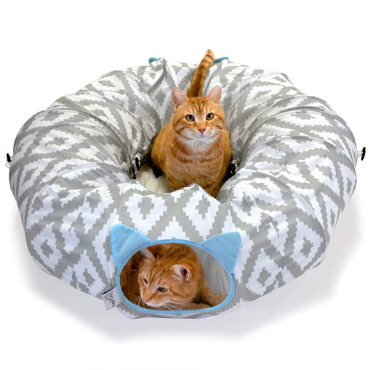 Kitty City Large Cat Tunnel Bed, Cat Bed, Pop Up Bed, Cat Toys, White