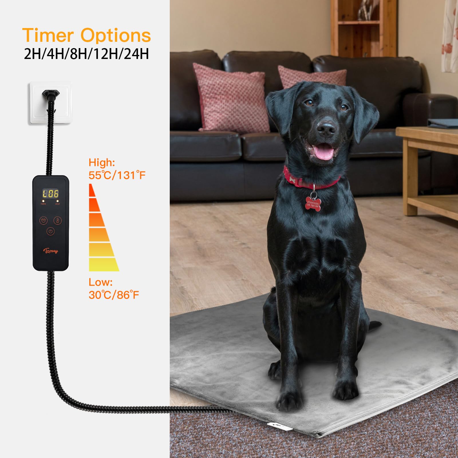 Pet Heating Pad, 6 Adjustable Temperature Dog Cat Heating Pad with Timer