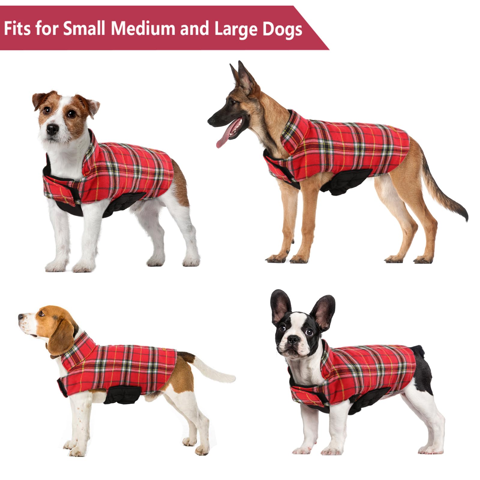 Warm Dog Coat, Reversible Dog Jacket - Waterproof