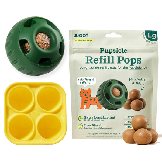 WOOF Starter Pack - Pupsicle, Treat Tray Mold and Pupsicle Refill Pops Chicken