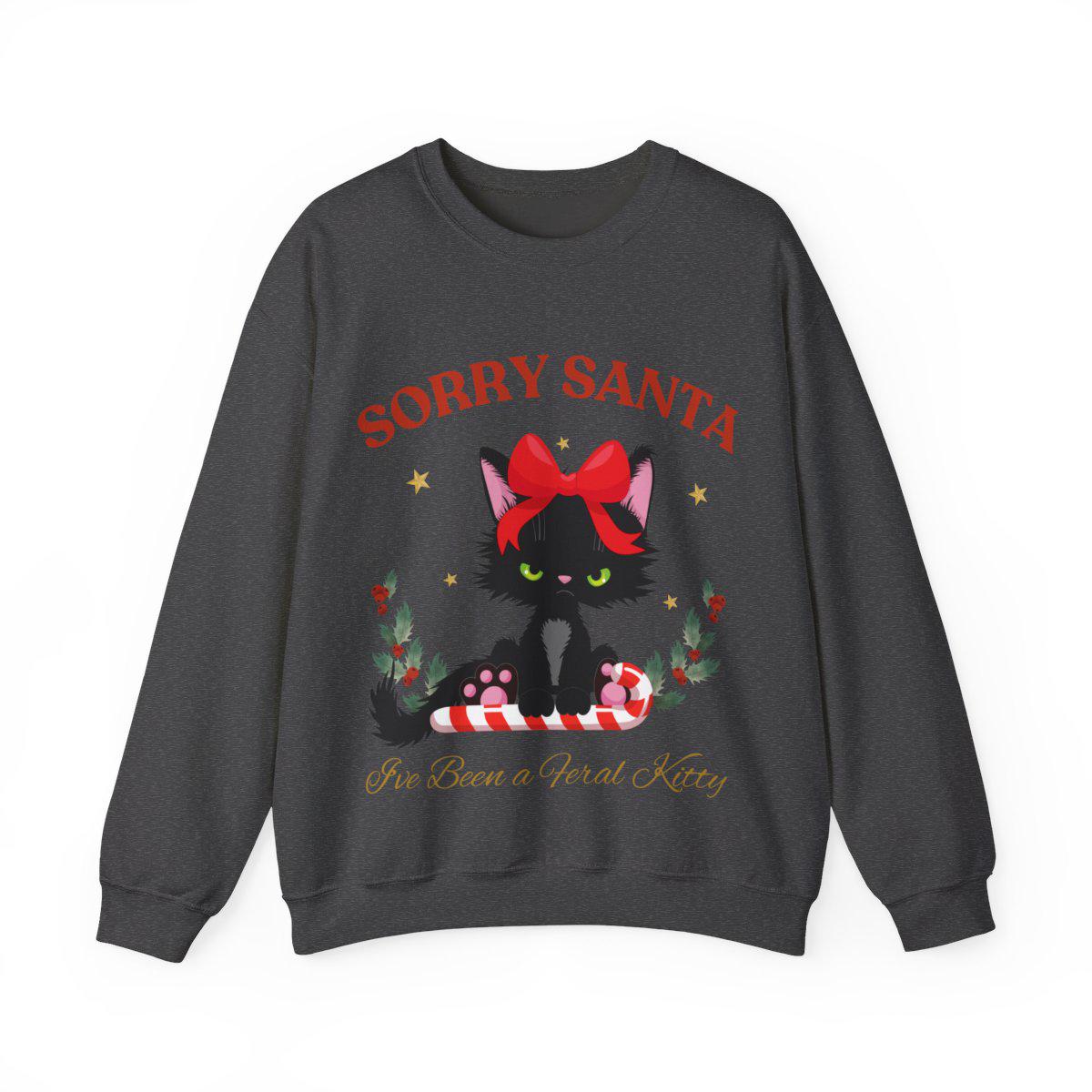 Sorta Merry Sorta Feral Sweatshirt - Funny Christmas Sweater - Trendy Christmas Holiday Apparel 2024- Cute Raccoon/Feral Kitty Design
