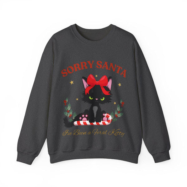 Sorta Merry Sorta Feral Sweatshirt - Funny Christmas Sweater - Trendy Christmas Holiday Apparel 2024- Cute Raccoon/Feral Kitty Design