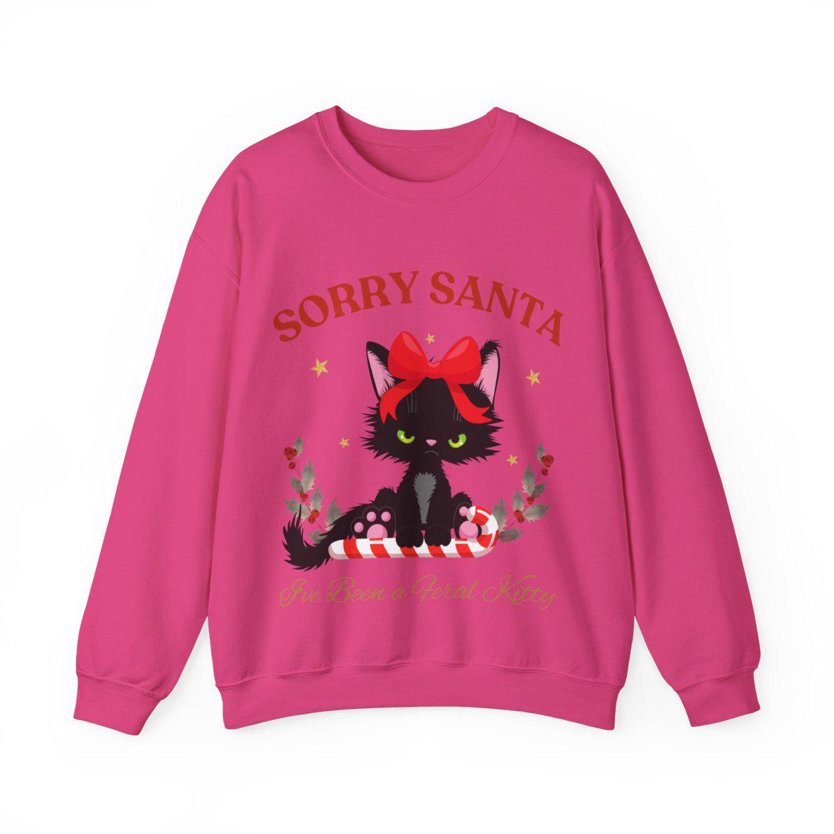 Sorta Merry Sorta Feral Sweatshirt - Funny Christmas Sweater - Trendy Christmas Holiday Apparel 2024- Cute Raccoon/Feral Kitty Design