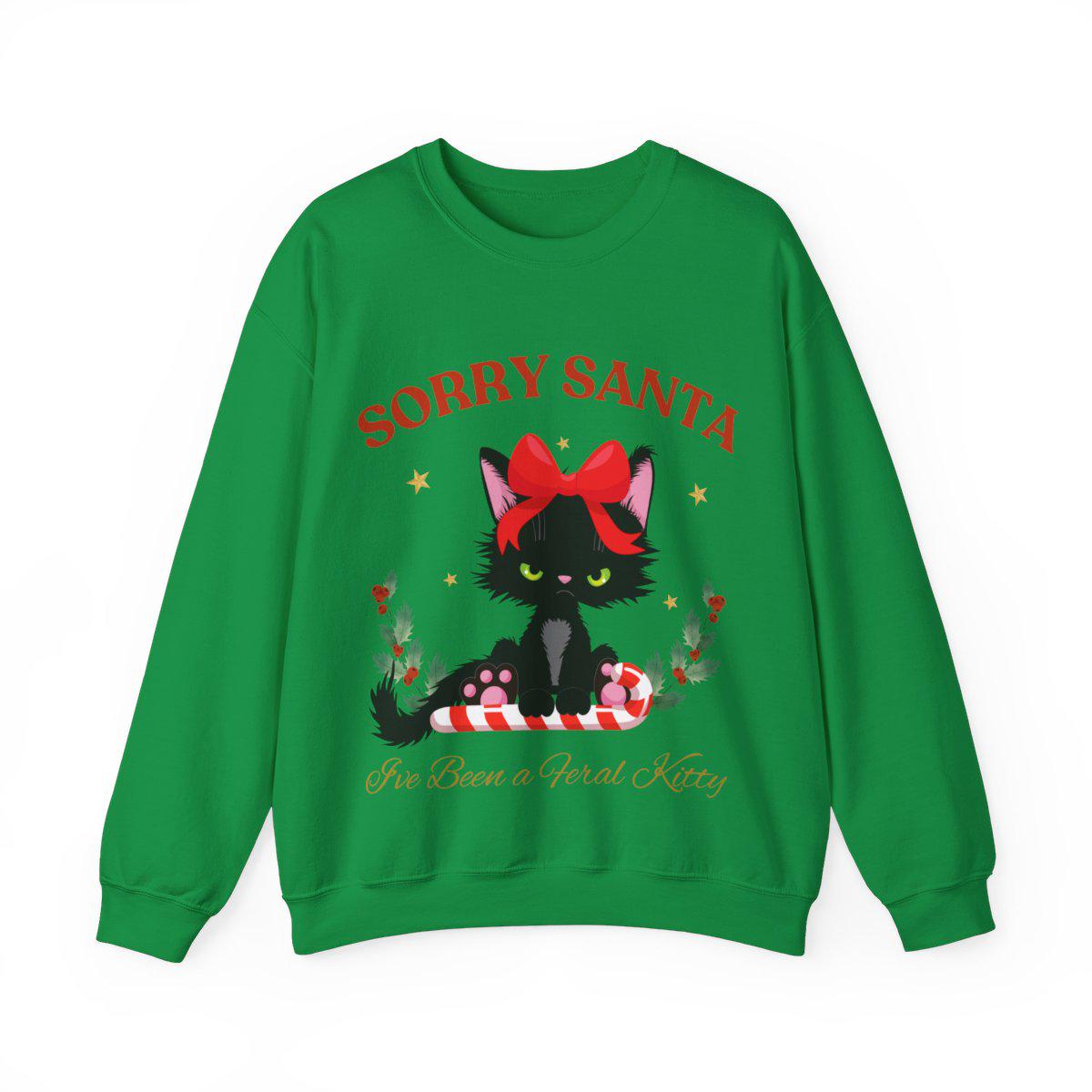 Sorta Merry Sorta Feral Sweatshirt - Funny Christmas Sweater - Trendy Christmas Holiday Apparel 2024- Cute Raccoon/Feral Kitty Design
