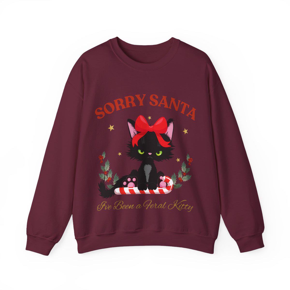 Sorta Merry Sorta Feral Sweatshirt - Funny Christmas Sweater - Trendy Christmas Holiday Apparel 2024- Cute Raccoon/Feral Kitty Design