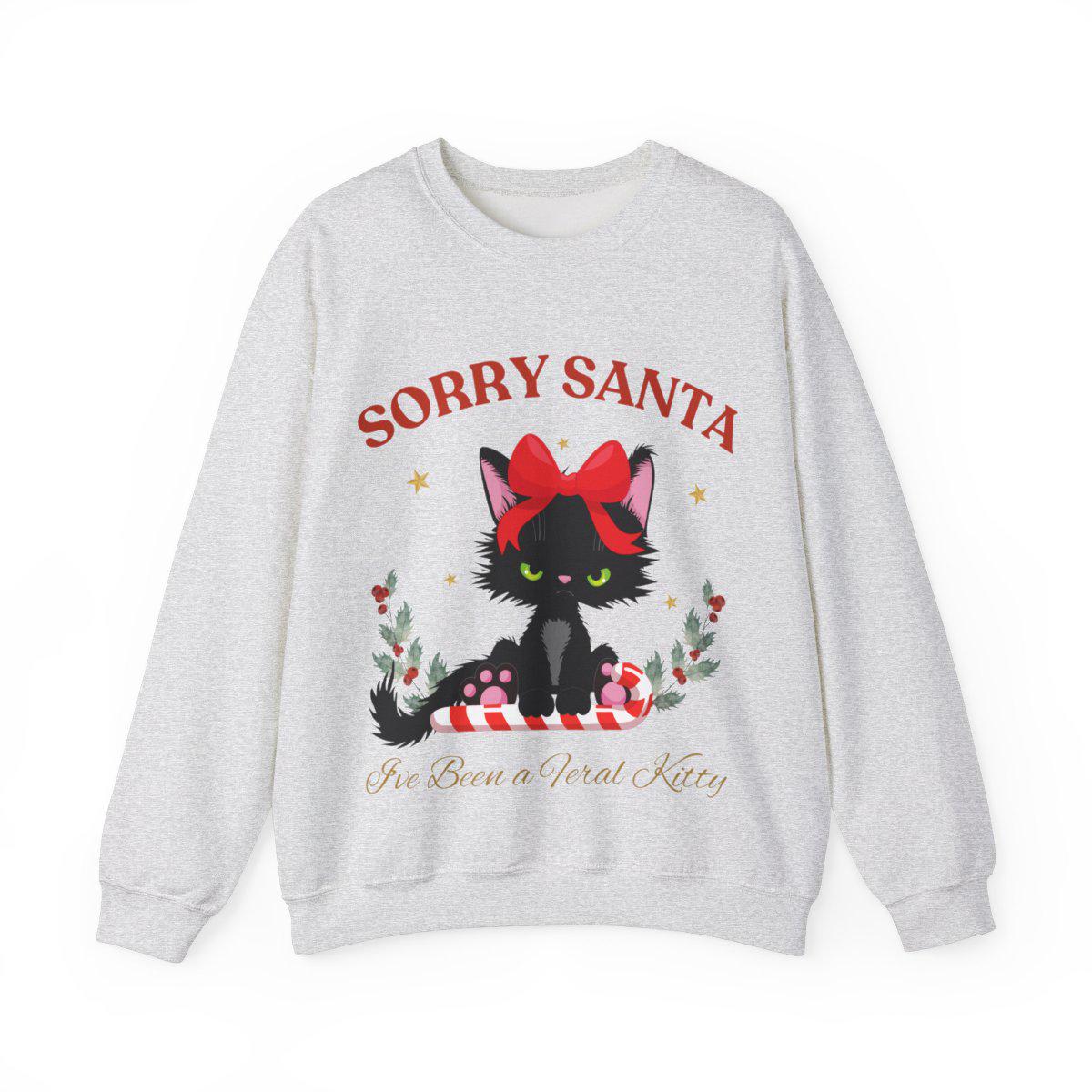 Sorta Merry Sorta Feral Sweatshirt - Funny Christmas Sweater - Trendy Christmas Holiday Apparel 2024- Cute Raccoon/Feral Kitty Design