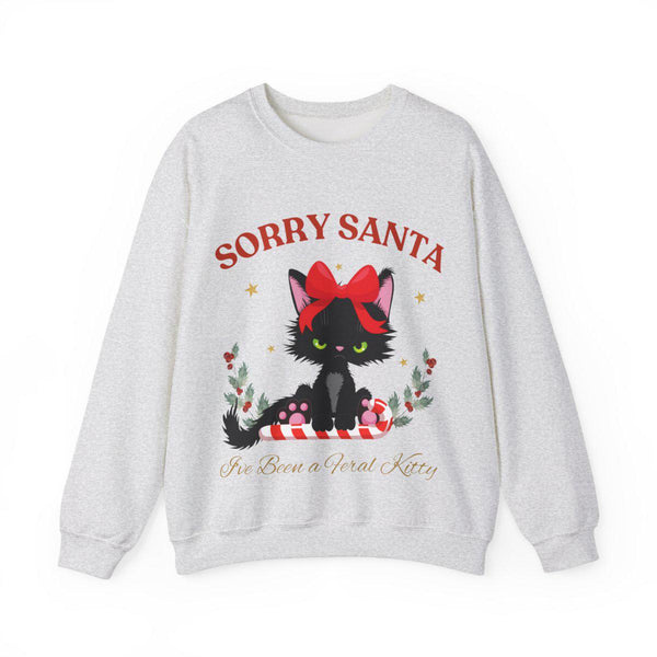 Sorta Merry Sorta Feral Sweatshirt - Funny Christmas Sweater - Trendy Christmas Holiday Apparel 2024- Cute Raccoon/Feral Kitty Design