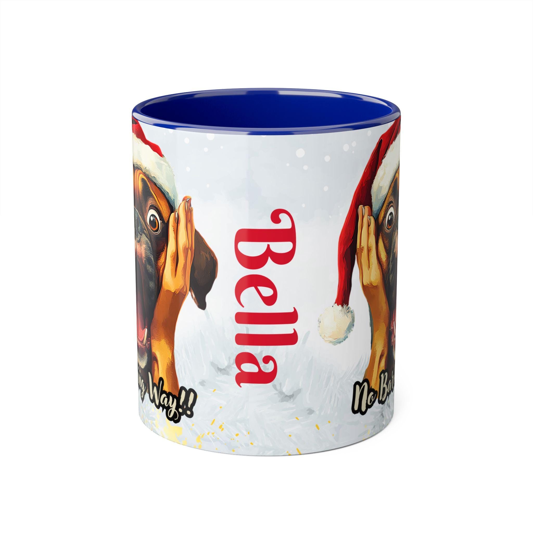 Custom - Festive Boxer Scream Mug , Christmas Gift for Dog Owners, No Barking Way Coffee Mug