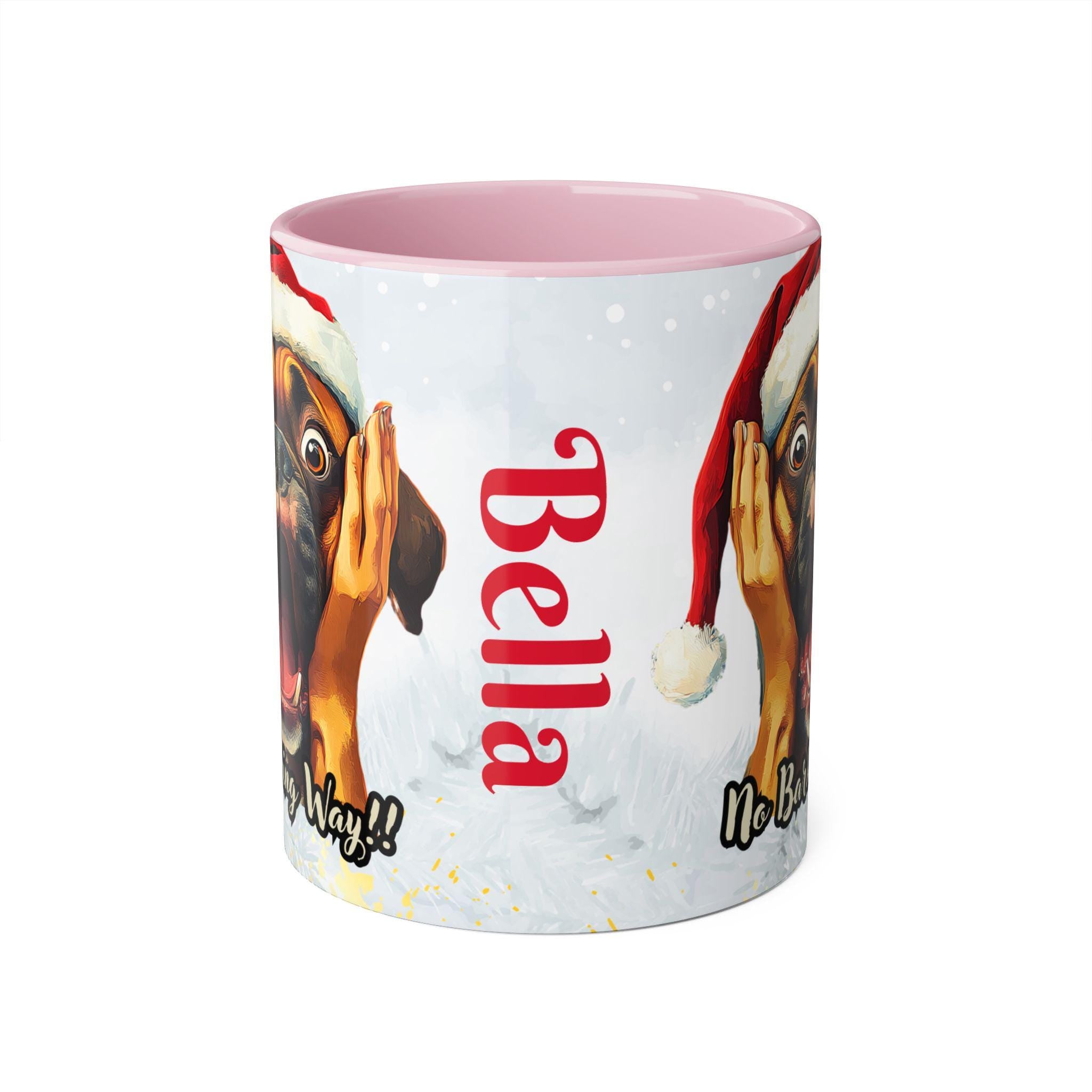 Custom - Festive Boxer Scream Mug , Christmas Gift for Dog Owners, No Barking Way Coffee Mug