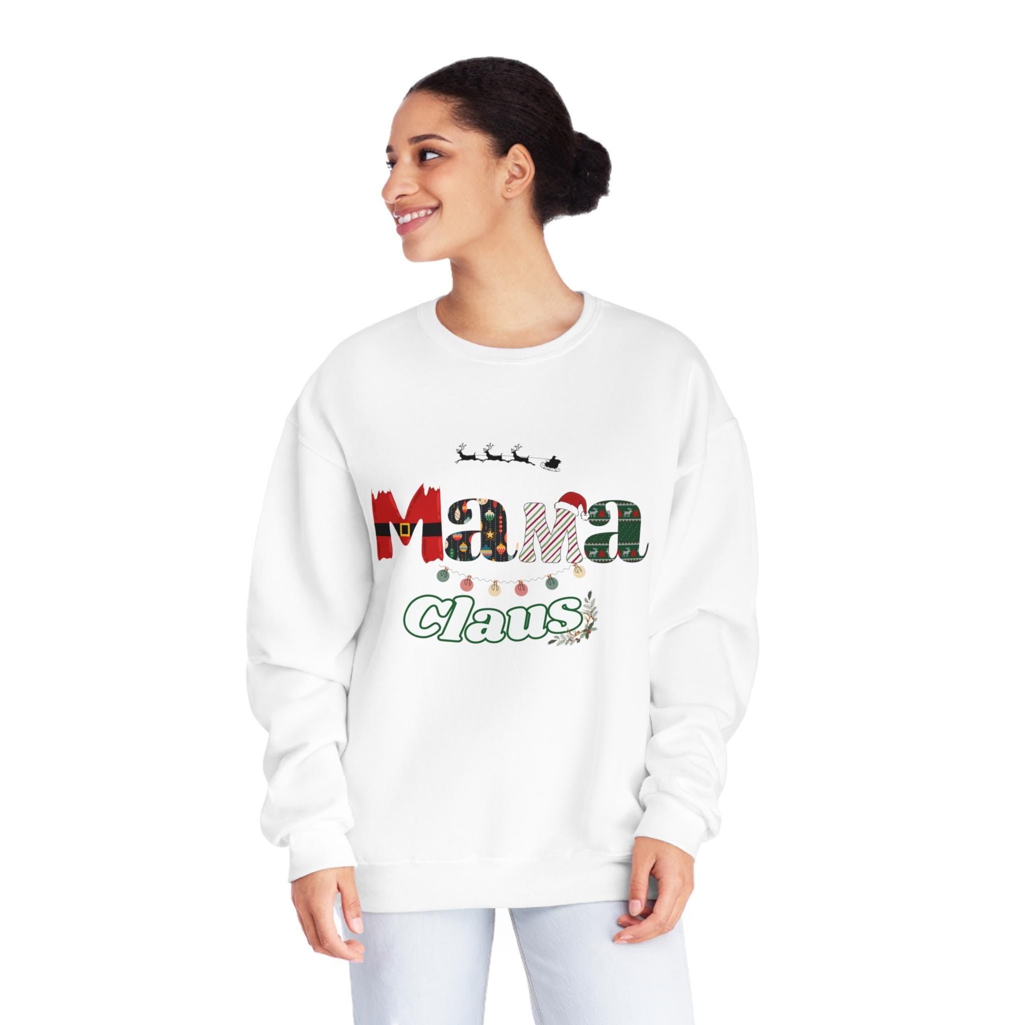 Mama Claus Sweatshirt - Christmas Mama Shirt - Holiday Crewneck Top, Xmas Apparel, Cozy Winter Pullover, Xmas Mom Sweater