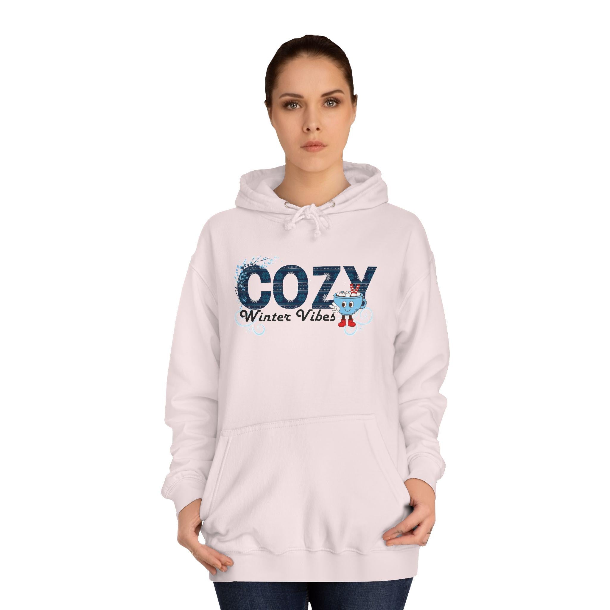 Cozy Winter Vibes Unisex Hoodie, College Hoodie, Winter Apparel, Gift for Students, Sweatshirt for Holidays, Casual Wear - Comfort Colors