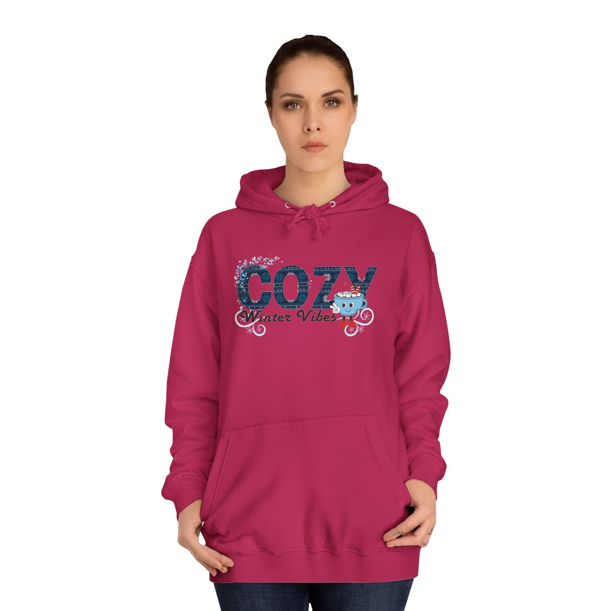 Cozy Winter Vibes Unisex Hoodie, College Hoodie, Winter Apparel, Gift for Students, Sweatshirt for Holidays, Casual Wear - Comfort Colors