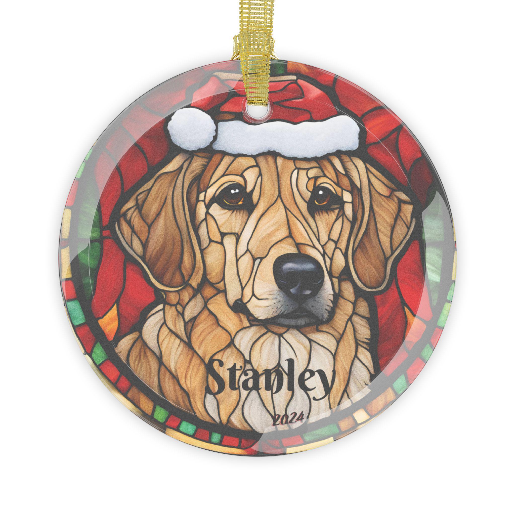 Personalized Dog Glass Ornament, Festive Pet Decoration, Christmas Gift for Dog Lovers