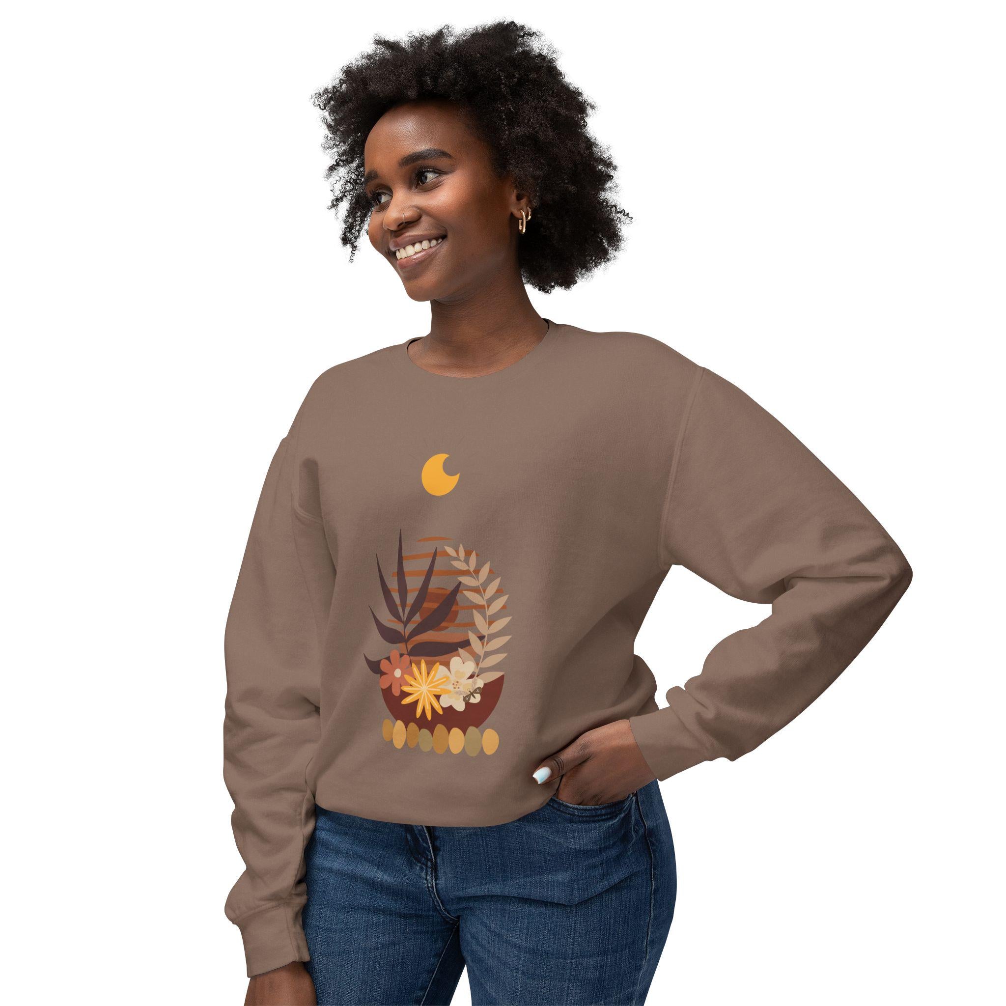 Botanical Crewneck Sweatshirt, Cozy Plant Lover Gift,  Earthy Aesthetic, Nature-Inspired Apparel