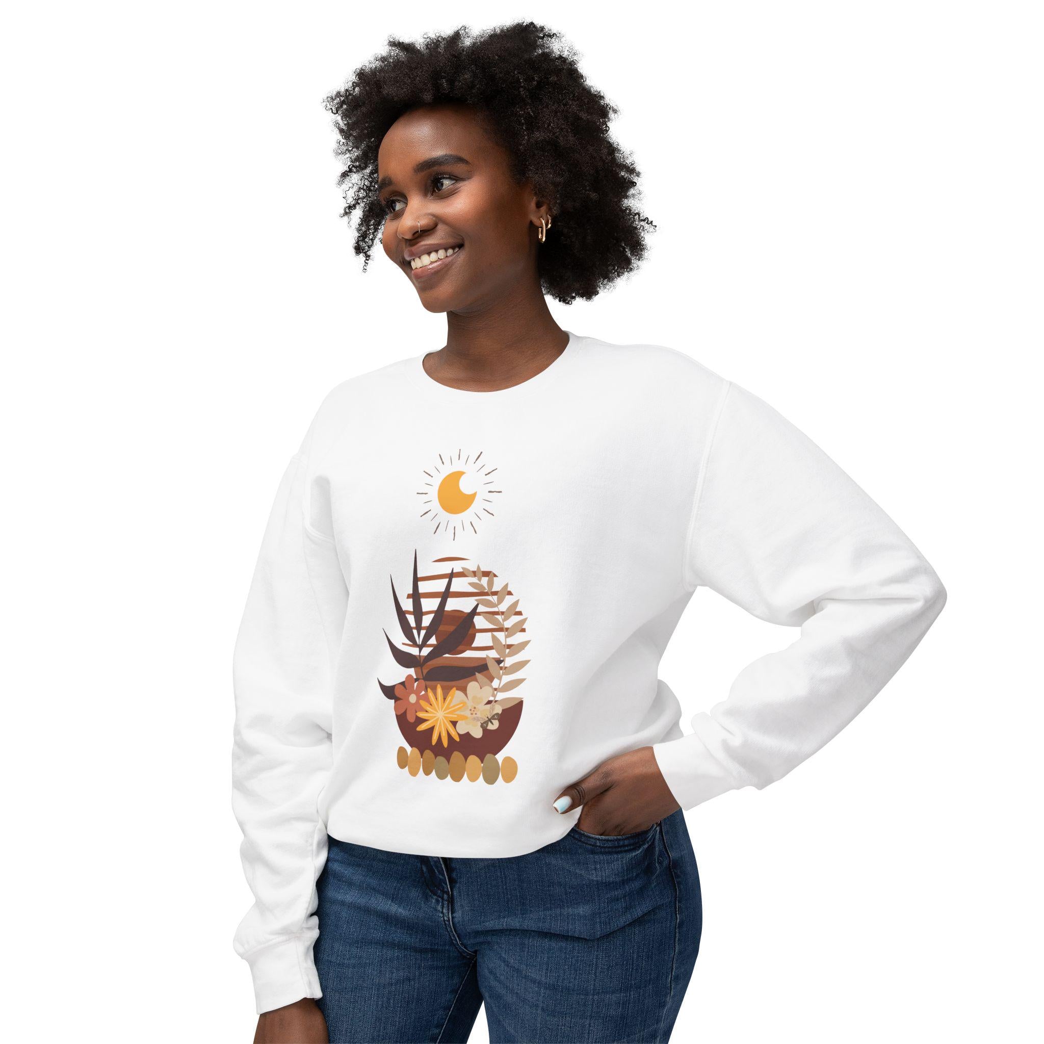 Botanical Crewneck Sweatshirt, Cozy Plant Lover Gift,  Earthy Aesthetic, Nature-Inspired Apparel