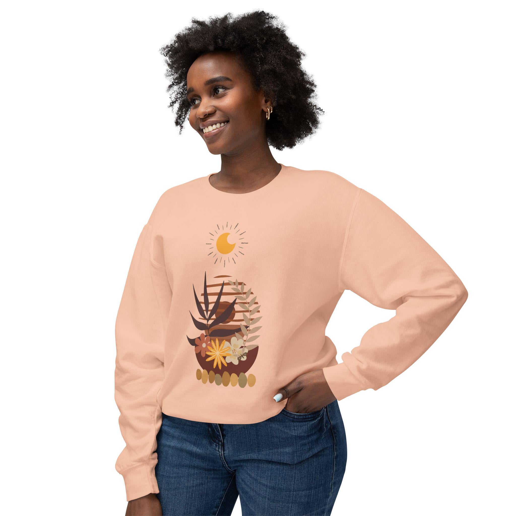 Botanical Crewneck Sweatshirt, Cozy Plant Lover Gift,  Earthy Aesthetic, Nature-Inspired Apparel