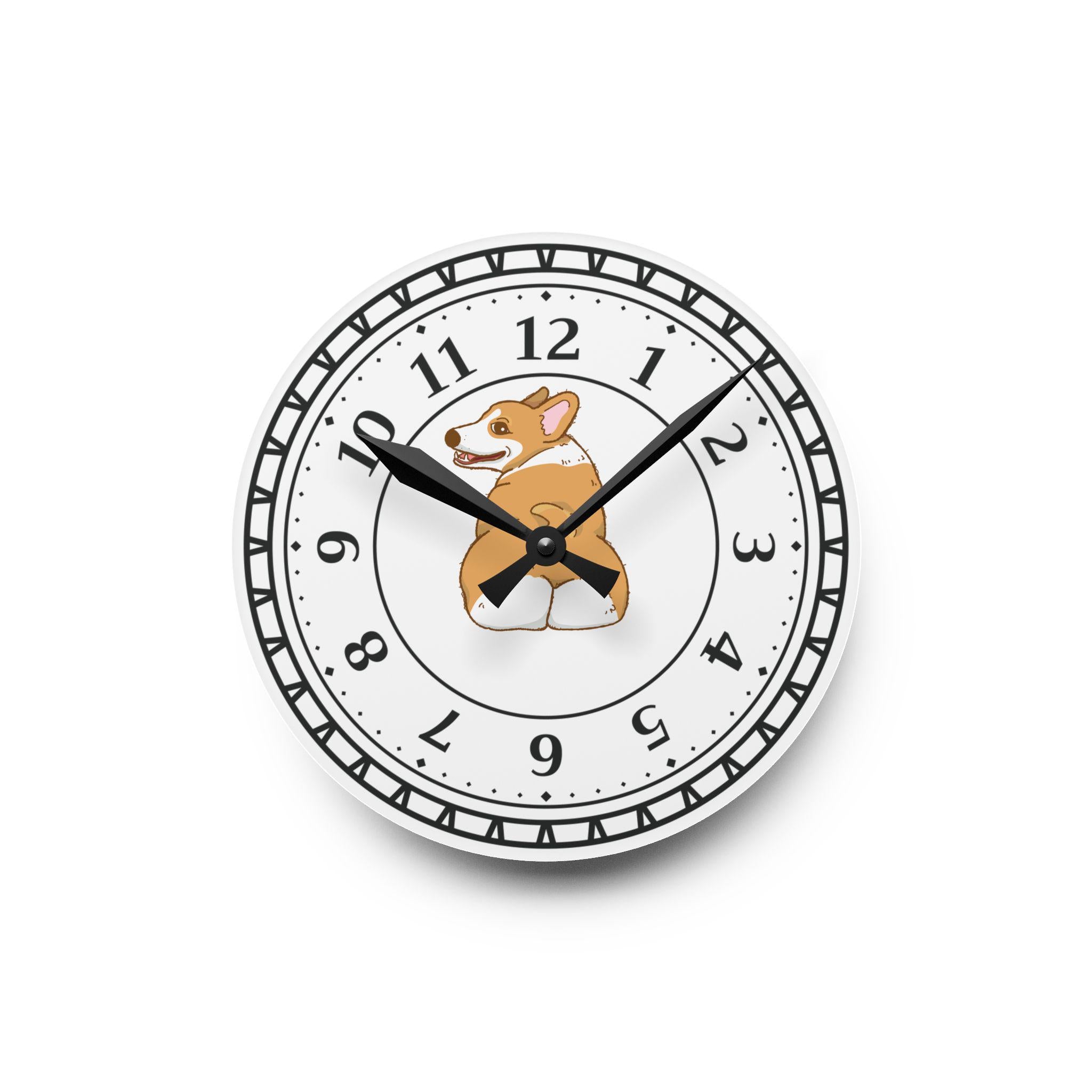 Corgi Wall Clock, Cute Dog Clock, Acrylic Wall Art, Animal Lover Gift, Unique Home Decor, Dog Mom Gift