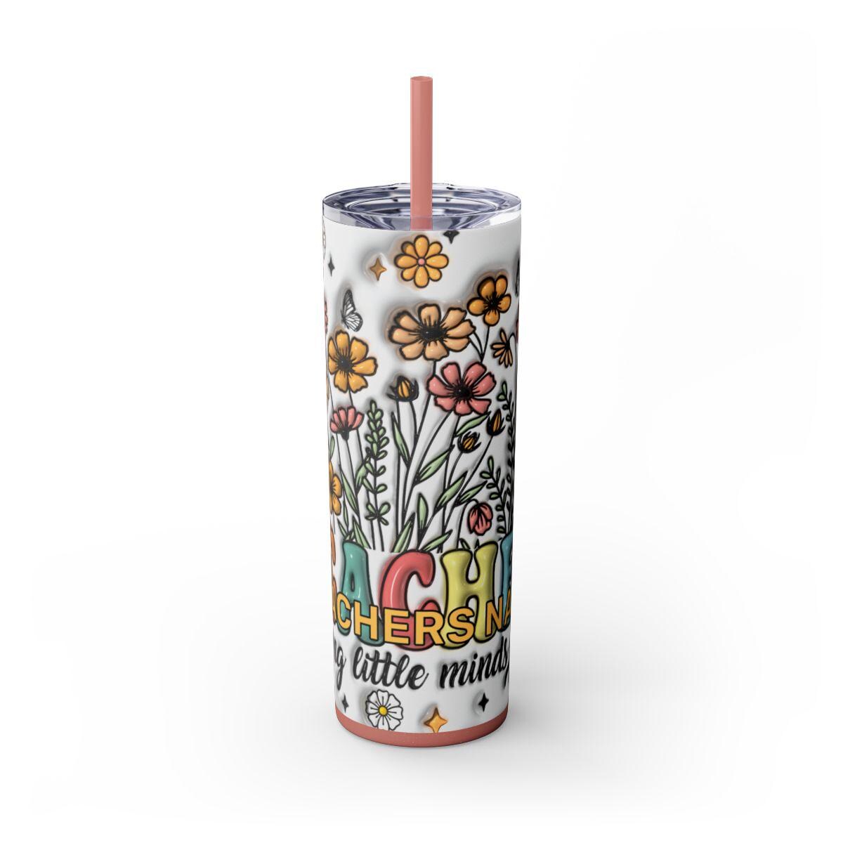 Helping Minds Grow Teachers - Skinny Tumbler with Straw, 20oz