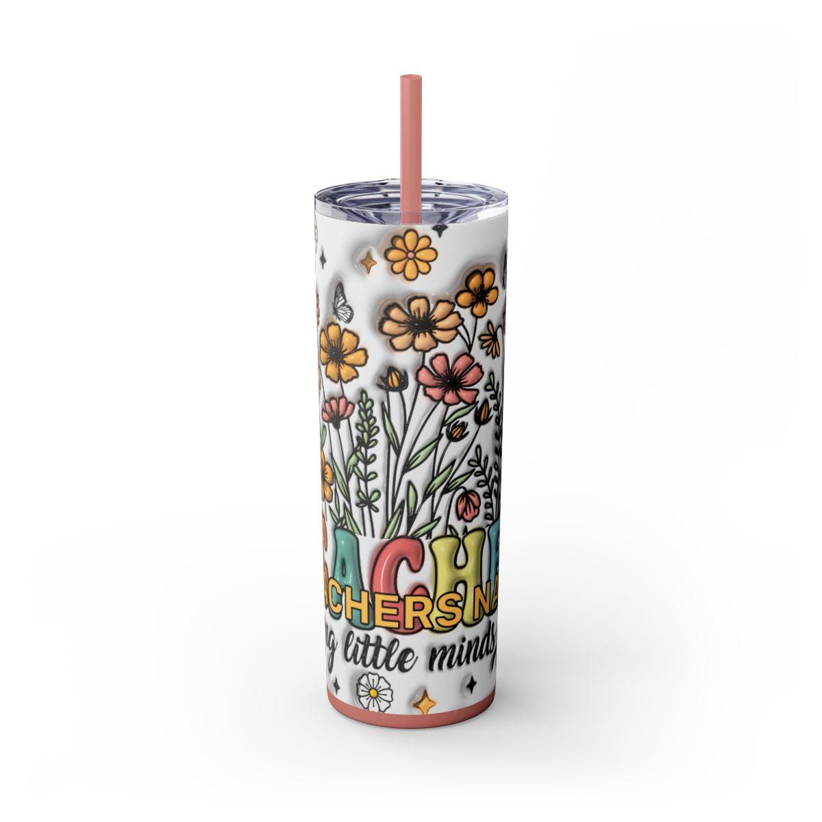 Helping Minds Grow Teachers - Skinny Tumbler with Straw, 20oz