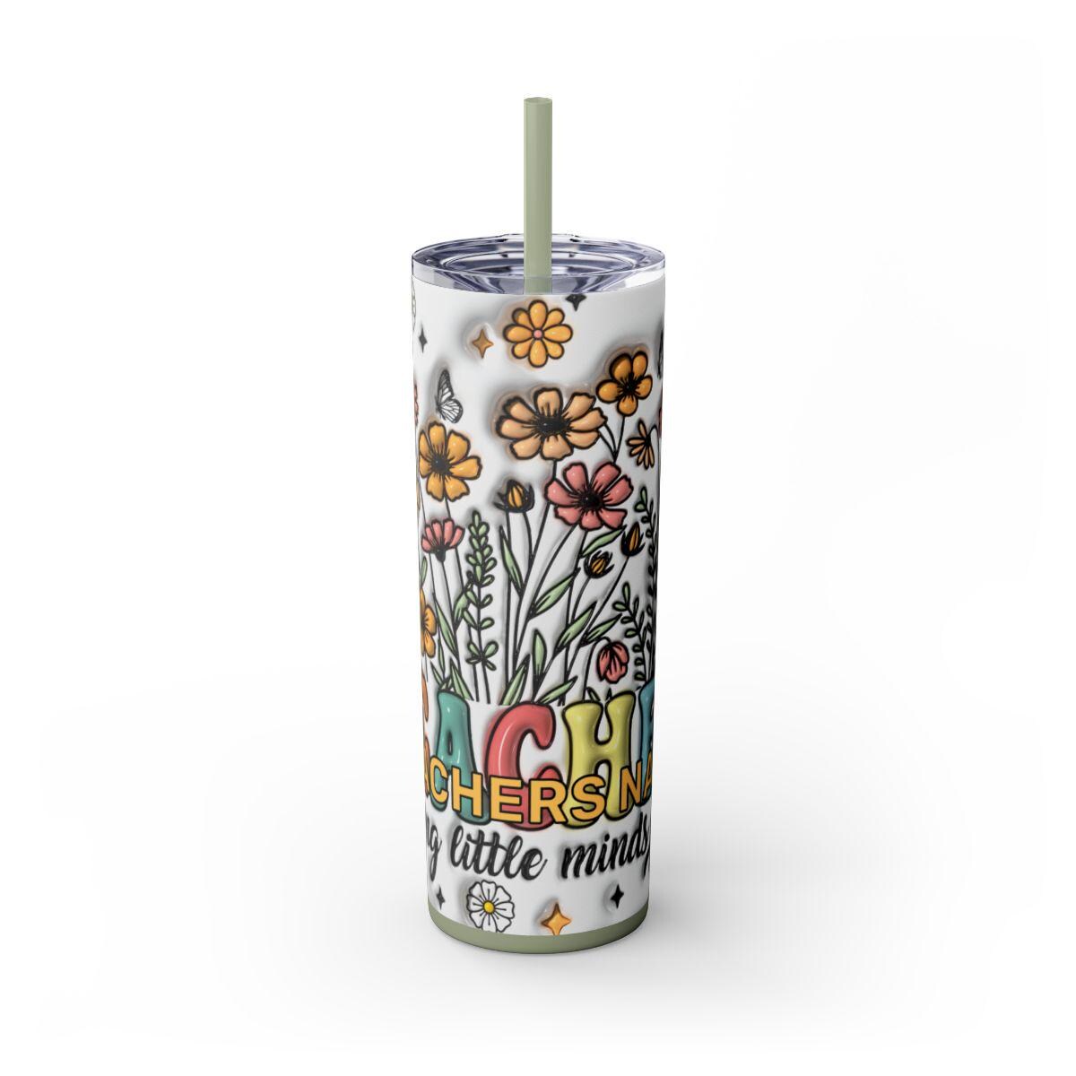 Helping Minds Grow Teachers - Skinny Tumbler with Straw, 20oz