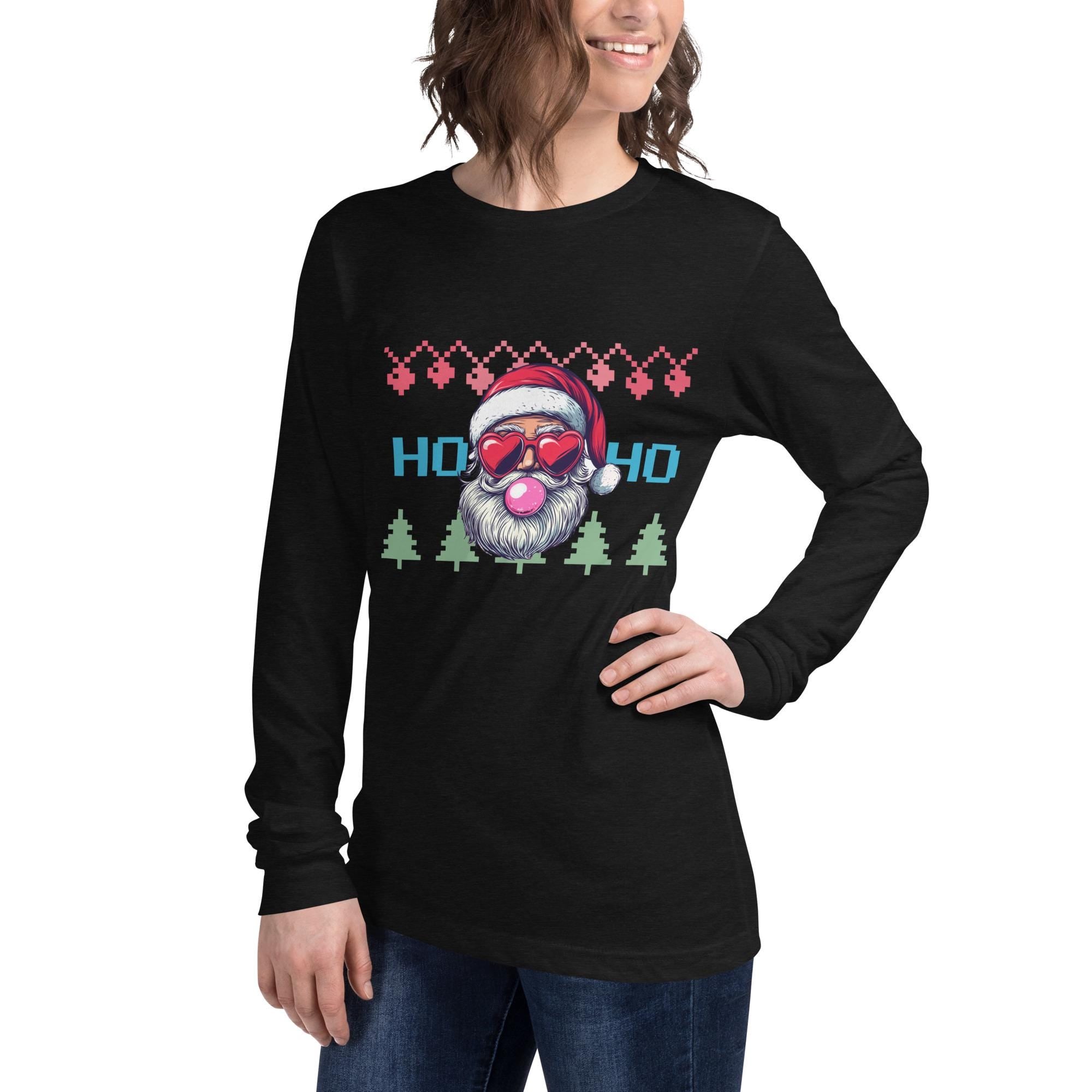 Retro Santa Shirt, Christmas Shirt, Trendy Christmas Shirt -  Unisex Long Sleeve Tee, Classic Christmas Shirt, Long Sleeve Santa Shirt,