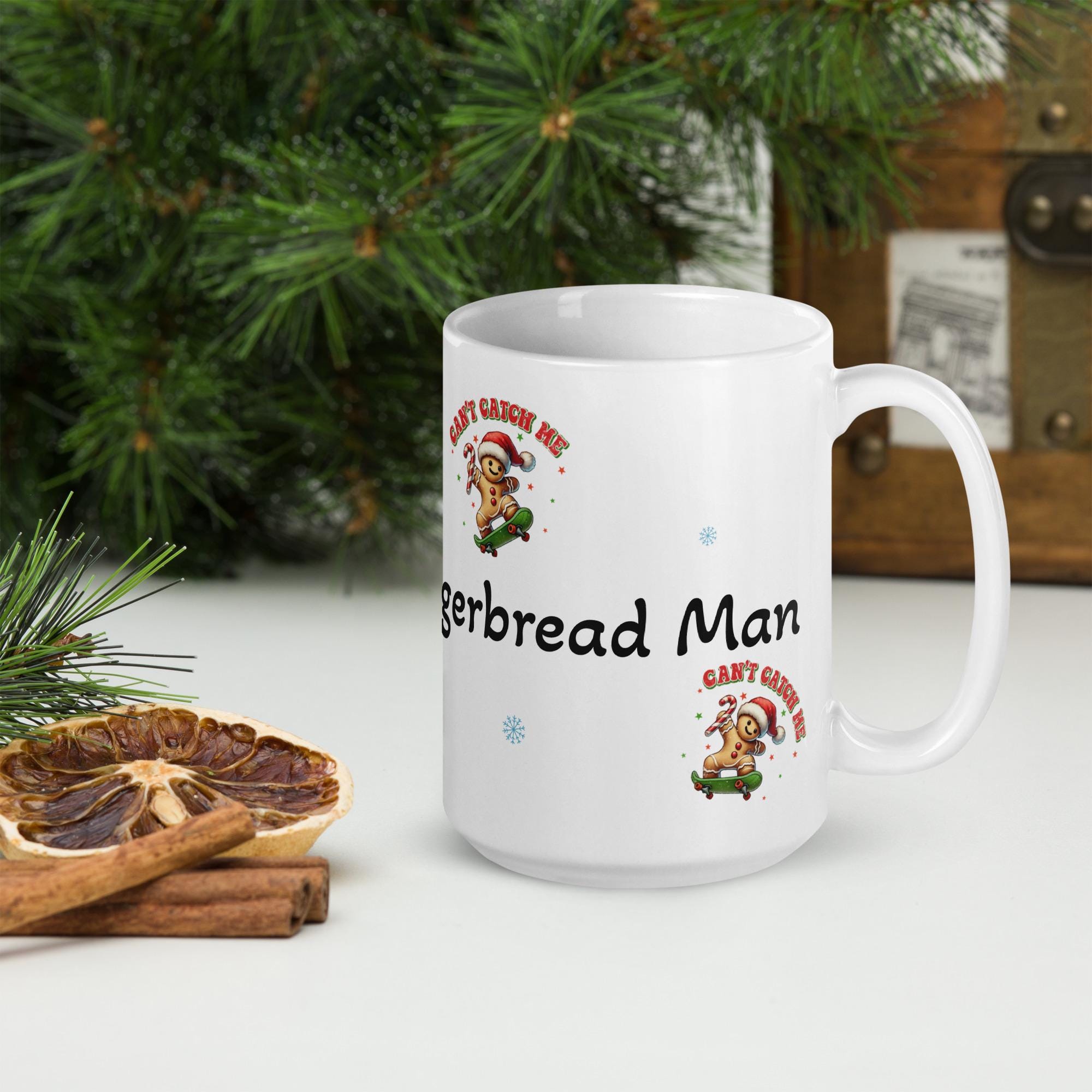 Gingerbread Christmas White Glossy Mug, Gingerbread Decor, Holiday Mug, Christmas Gift, Coffee Mug, Tea Mug, Xmas Mug