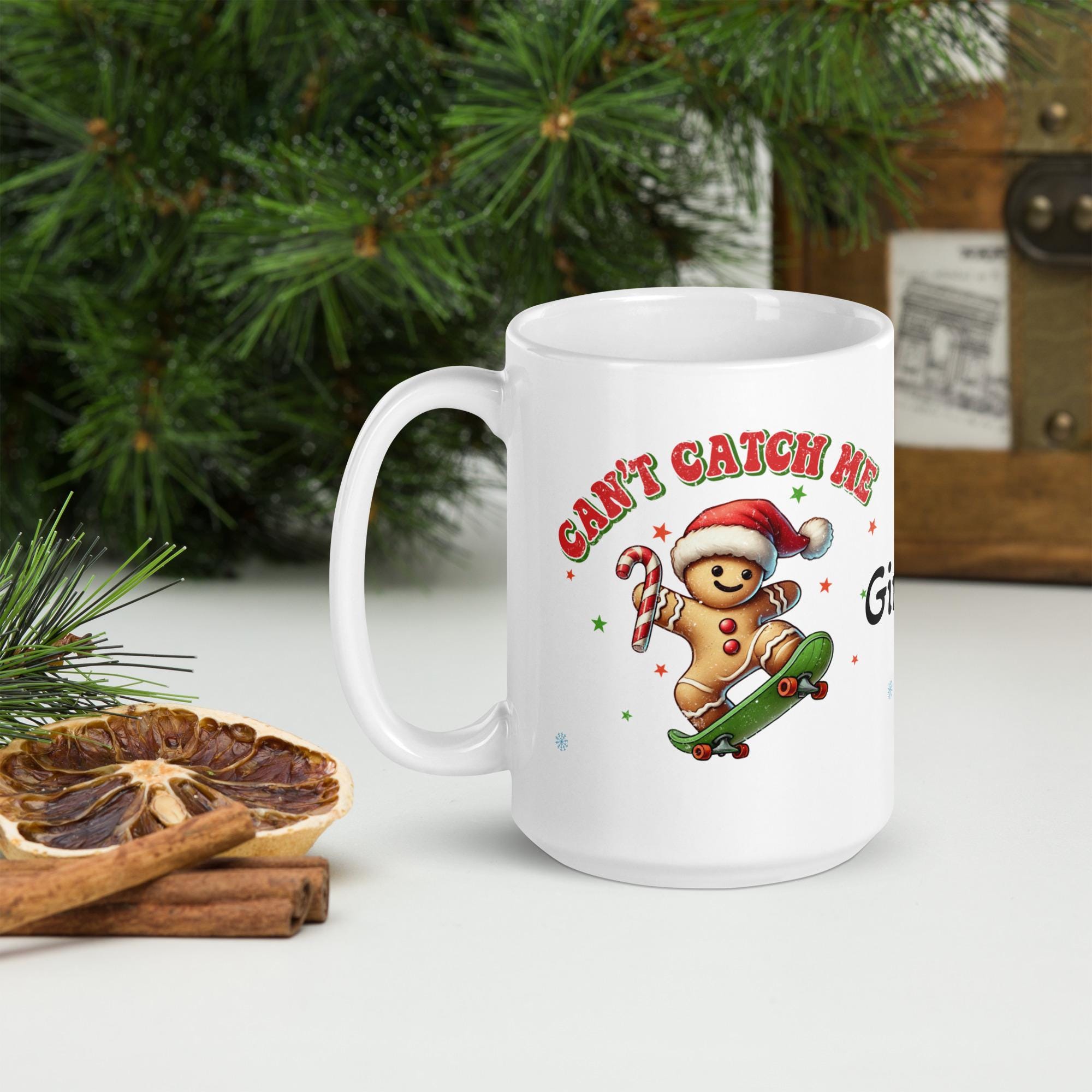 Gingerbread Christmas White Glossy Mug, Gingerbread Decor, Holiday Mug, Christmas Gift, Coffee Mug, Tea Mug, Xmas Mug
