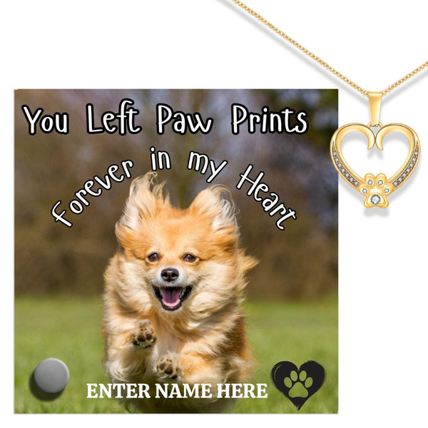 24k Gold Paw Heart Pendant With Lumenglass Memorial Stand