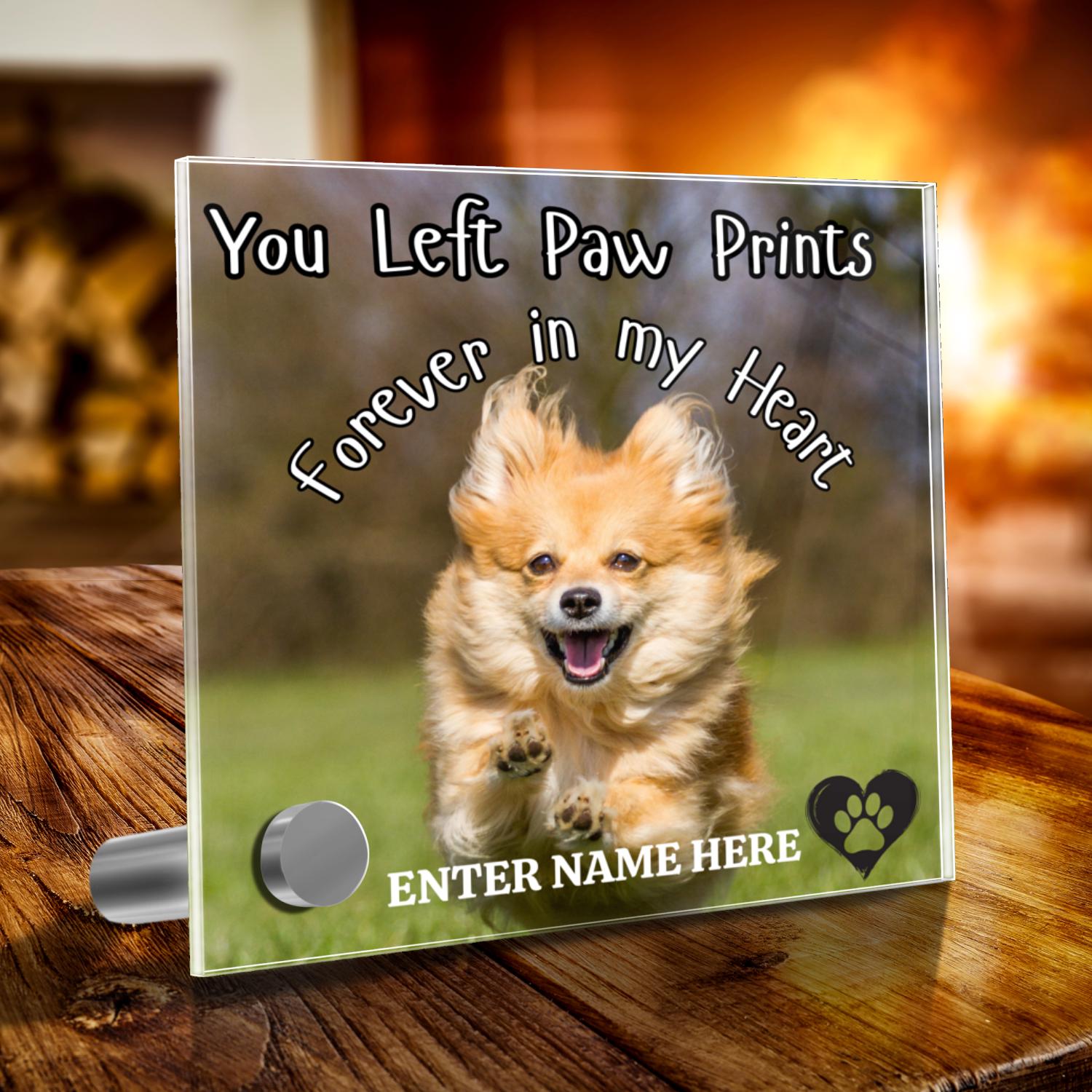 24k Gold Paw Heart Pendant With Lumenglass Memorial Stand