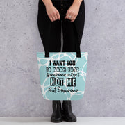 Texted Print Tote Bag