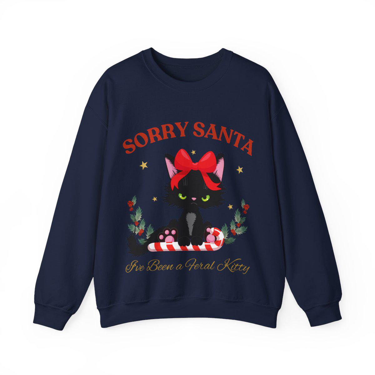 Sorta Merry Sorta Feral Sweatshirt - Funny Christmas Sweater - Trendy Christmas Holiday Apparel 2024- Cute Raccoon/Feral Kitty Design