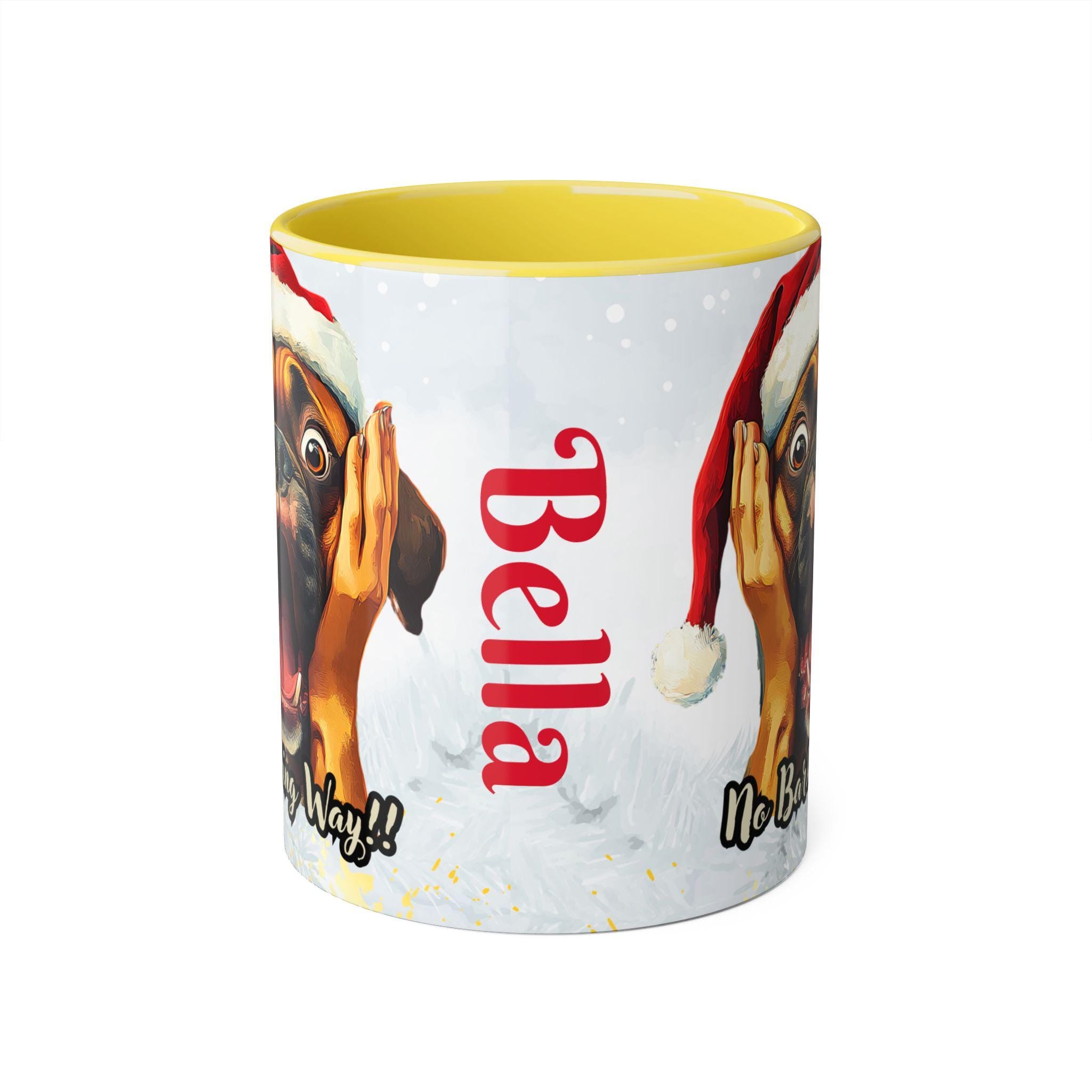 Custom - Festive Boxer Scream Mug , Christmas Gift for Dog Owners, No Barking Way Coffee Mug