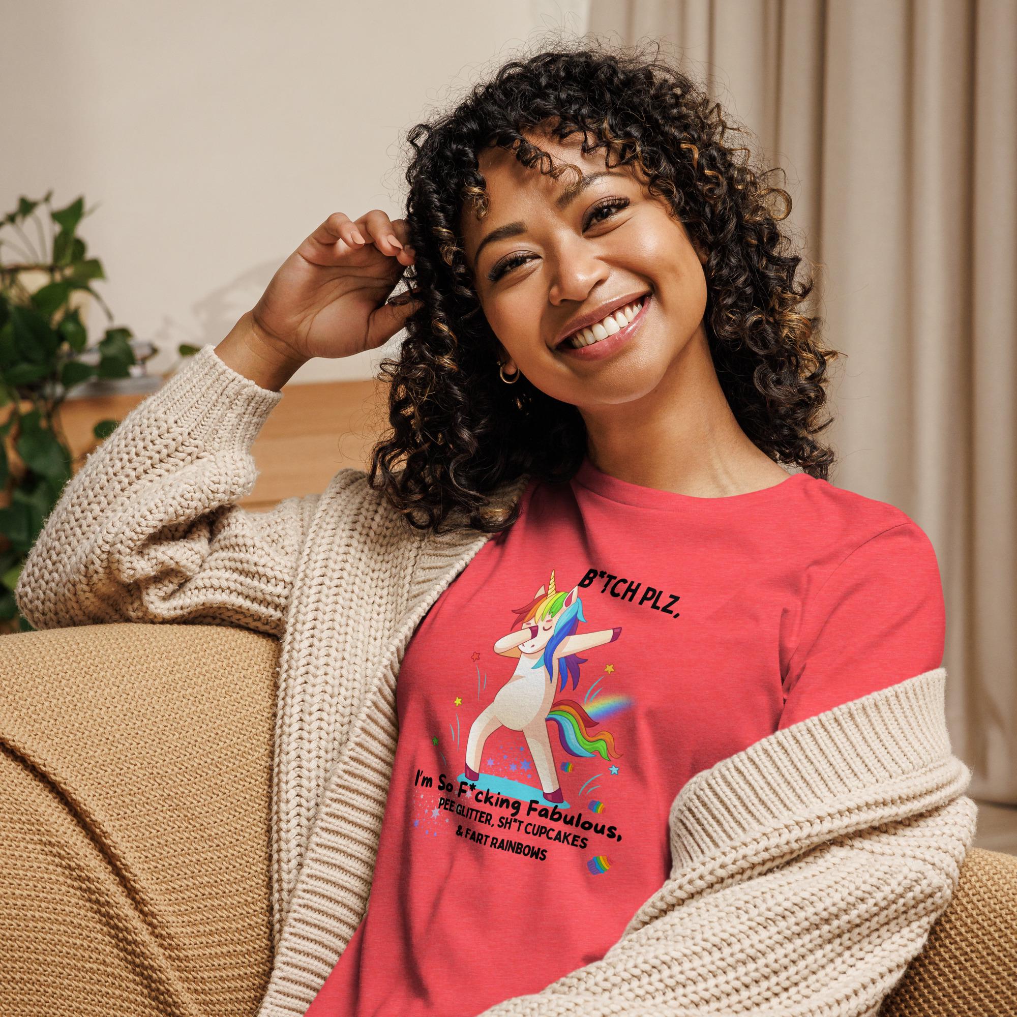 Cute Rainbow Unicorn Design | Funny & Playful Decor - Women's Relaxed T-Shirt