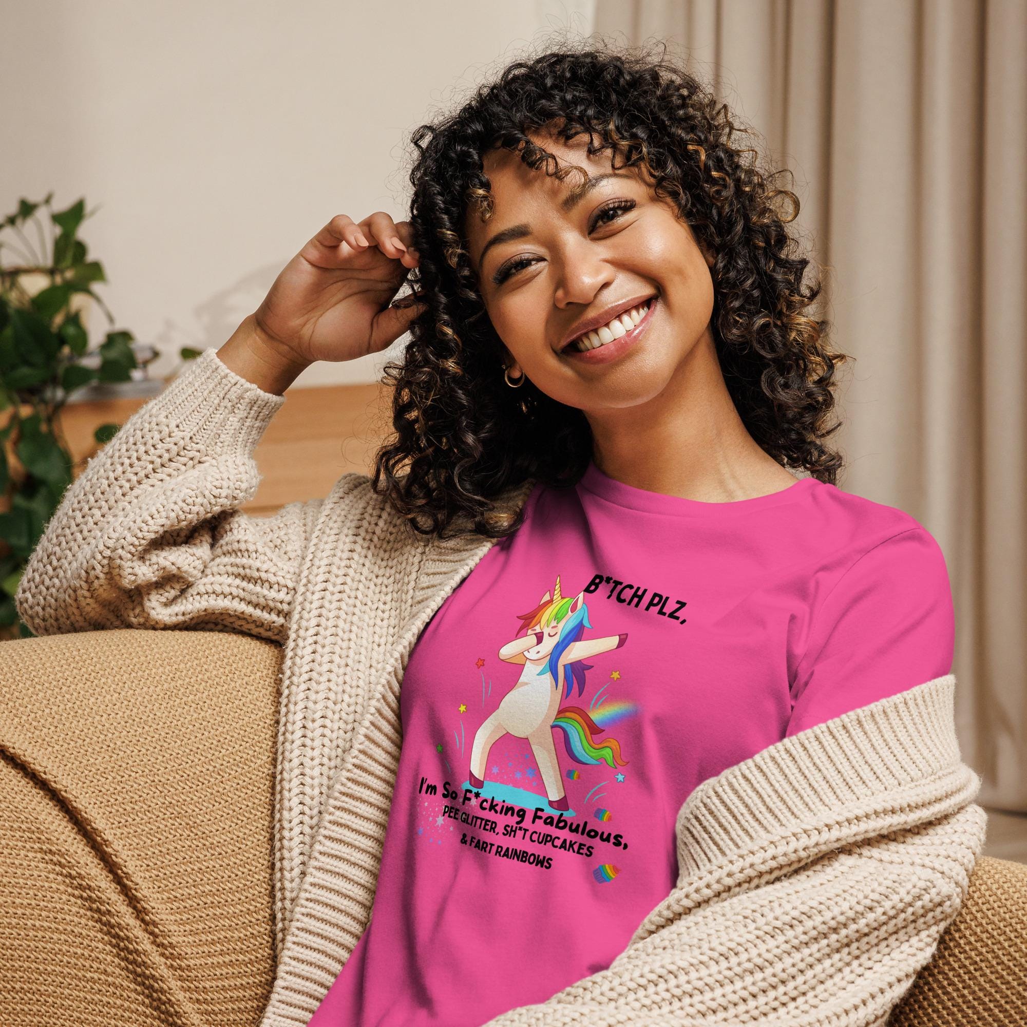 Cute Rainbow Unicorn Design | Funny & Playful Decor - Women's Relaxed T-Shirt