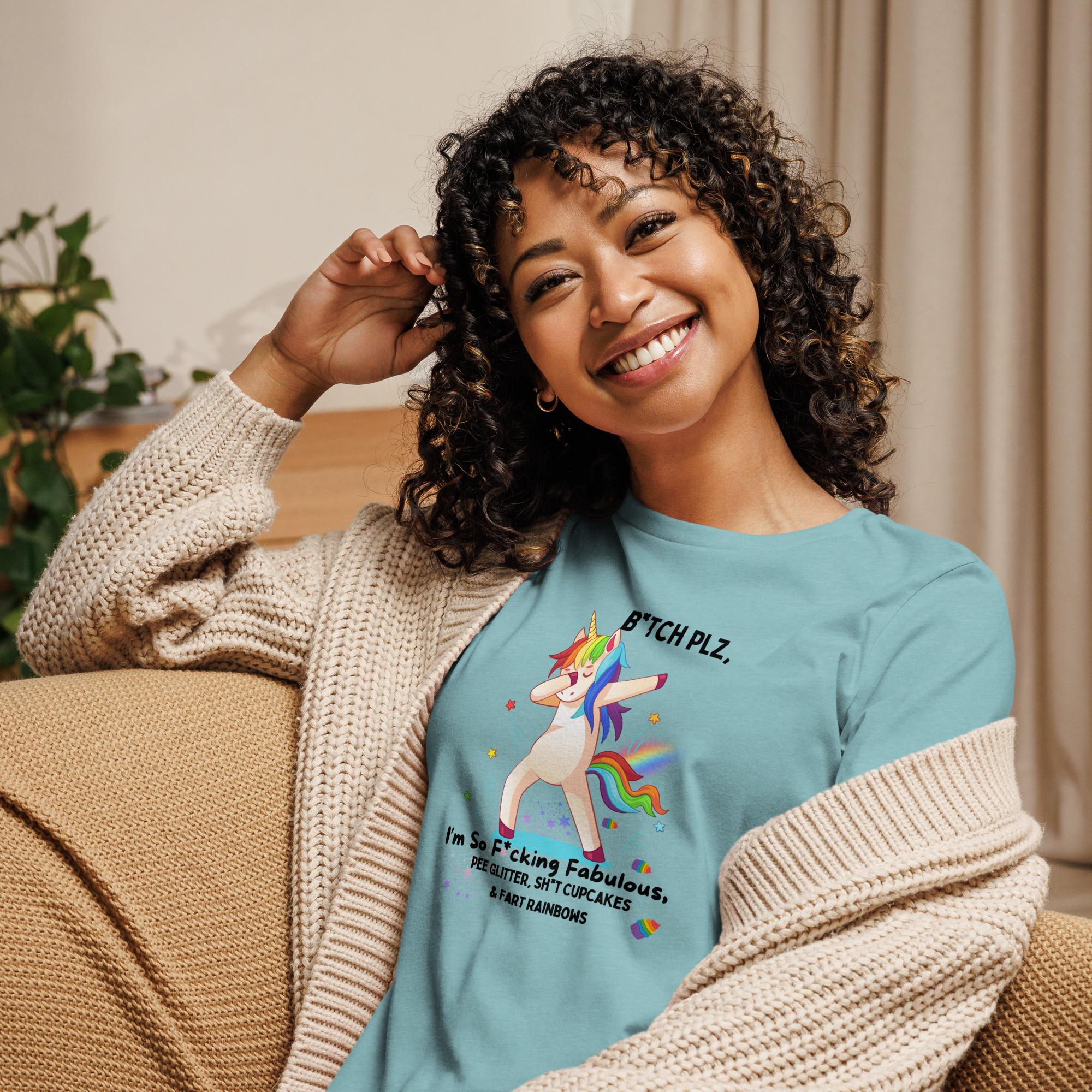 Cute Rainbow Unicorn Design | Funny & Playful Decor - Women's Relaxed T-Shirt