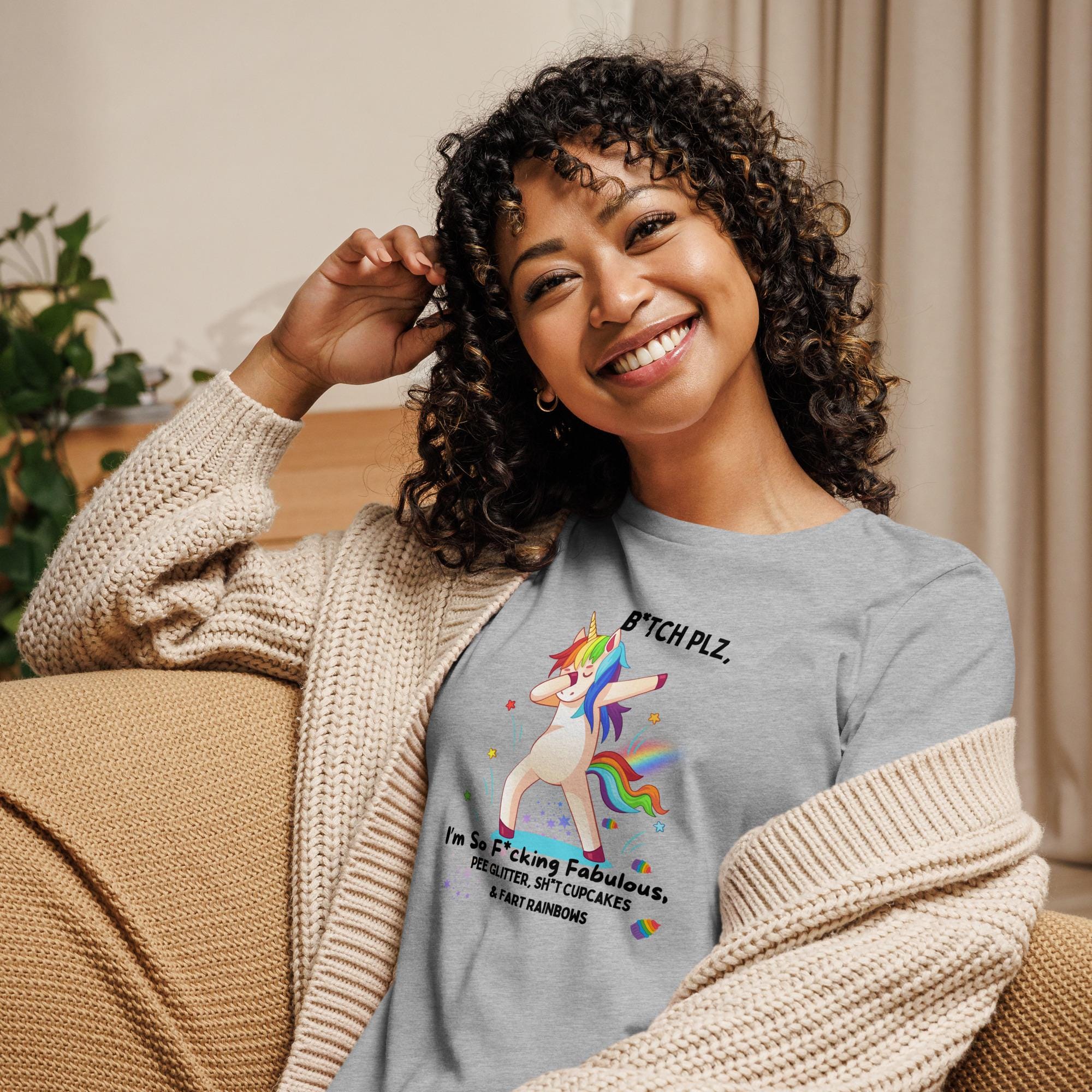 Cute Rainbow Unicorn Design | Funny & Playful Decor - Women's Relaxed T-Shirt