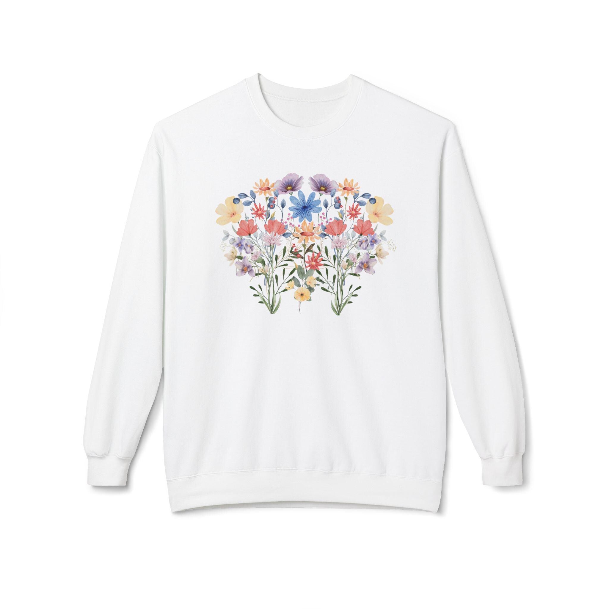 Floral Sweatshirt for Women - Cute Cottagecore Wildflower Crewneck - Unique Gift for Her - Fall Winter Clothing