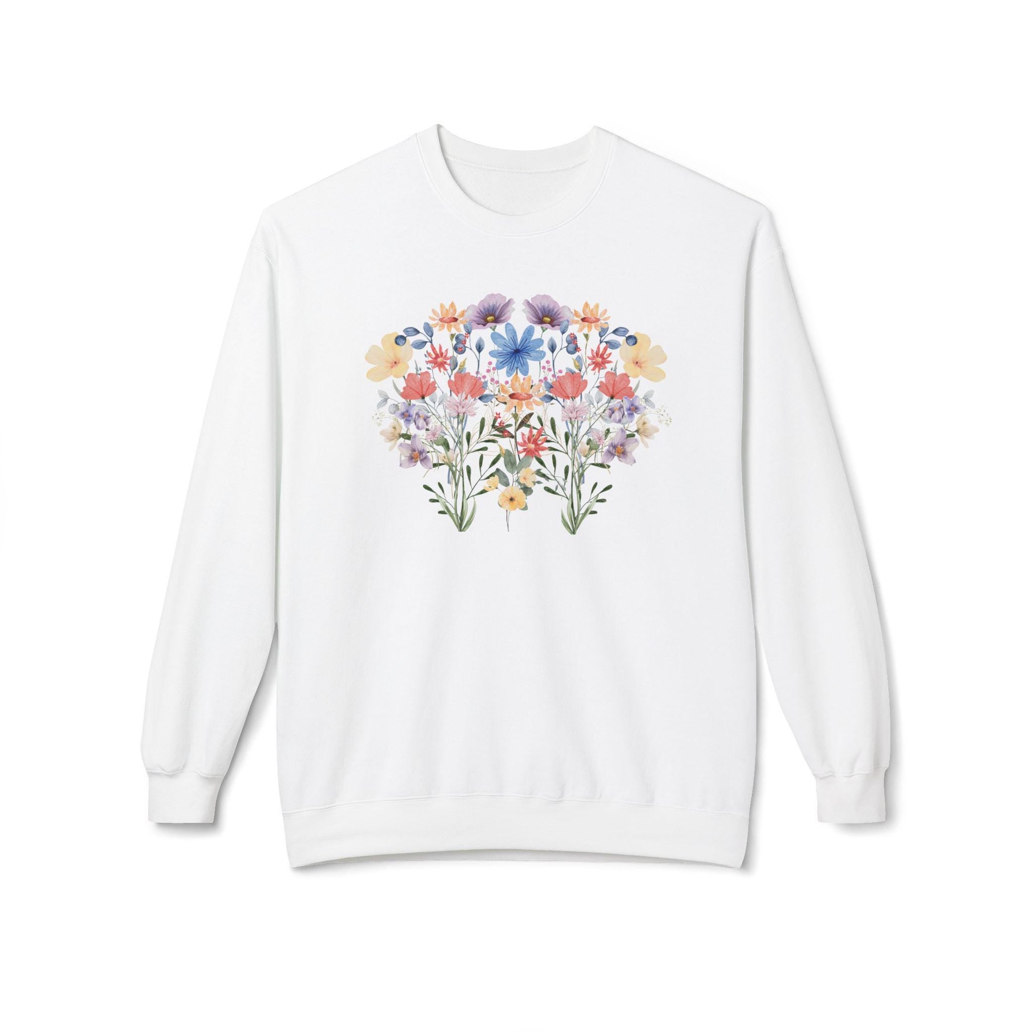 Floral Sweatshirt for Women - Cute Cottagecore Wildflower Crewneck - Unique Gift for Her - Fall Winter Clothing