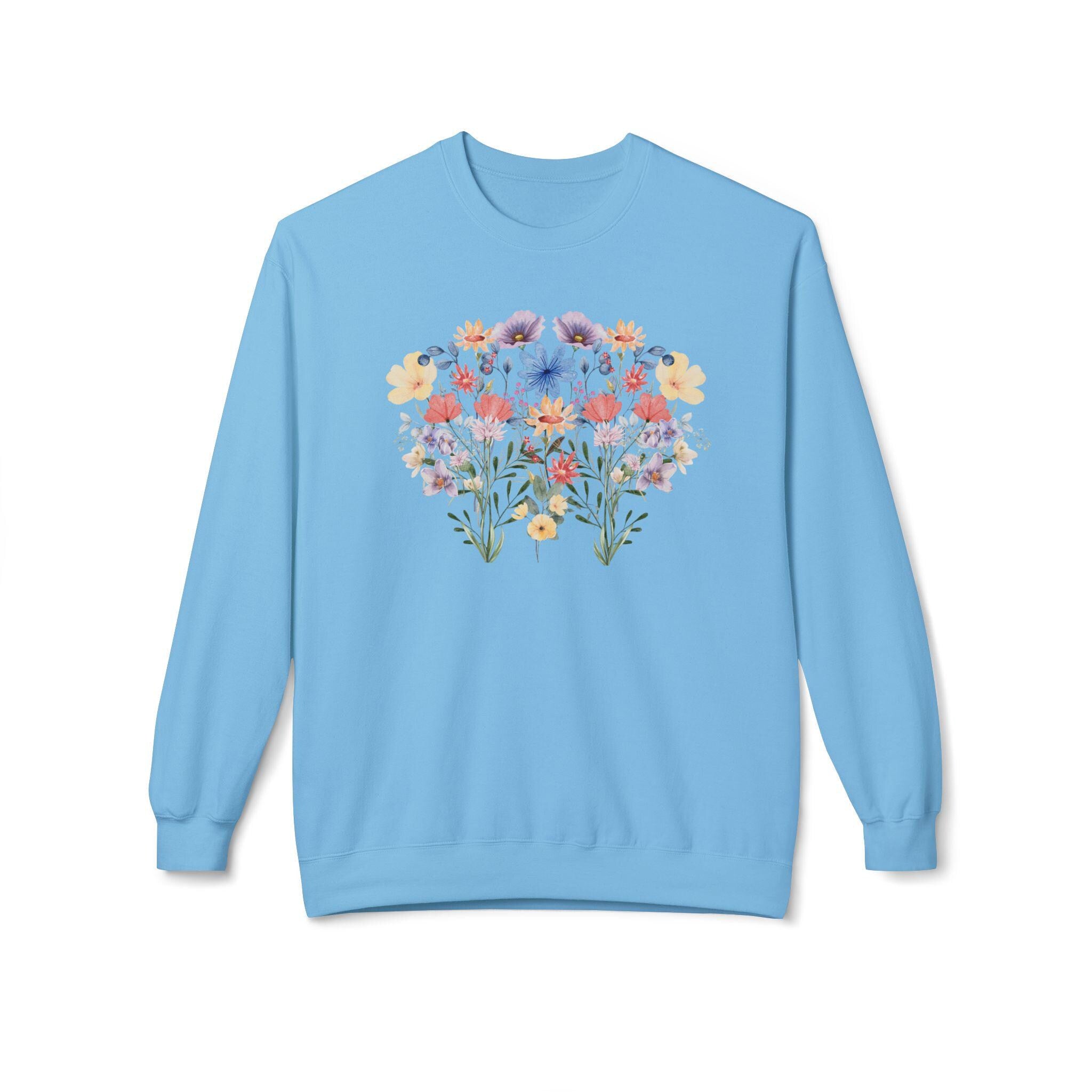 Floral Sweatshirt for Women - Cute Cottagecore Wildflower Crewneck - Unique Gift for Her - Fall Winter Clothing