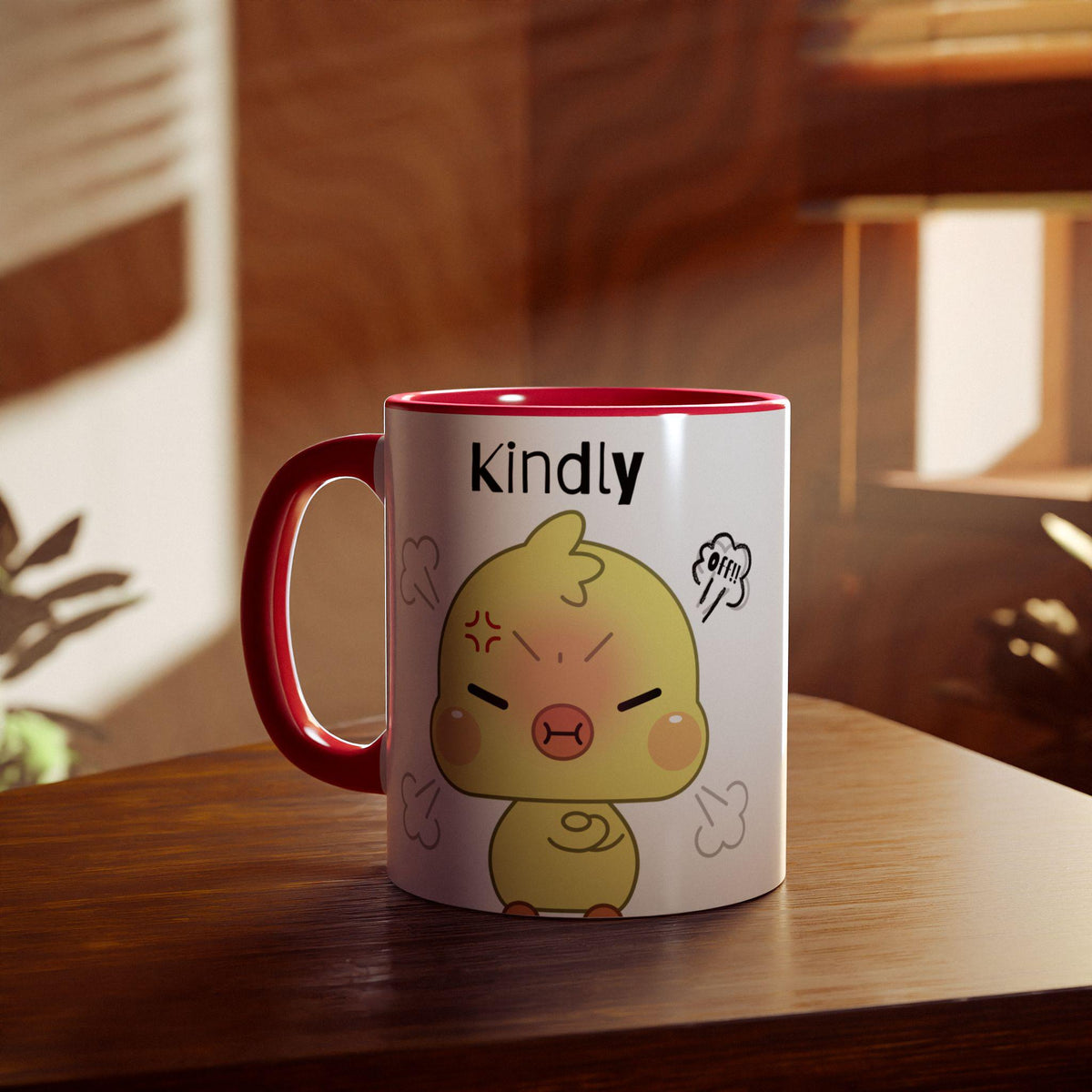 Cute Cartoon Duck Off Accent Mug, 11oz, Perfect for Gift, Office, Home, Coffee Lover, Unique Design, Funny Mug