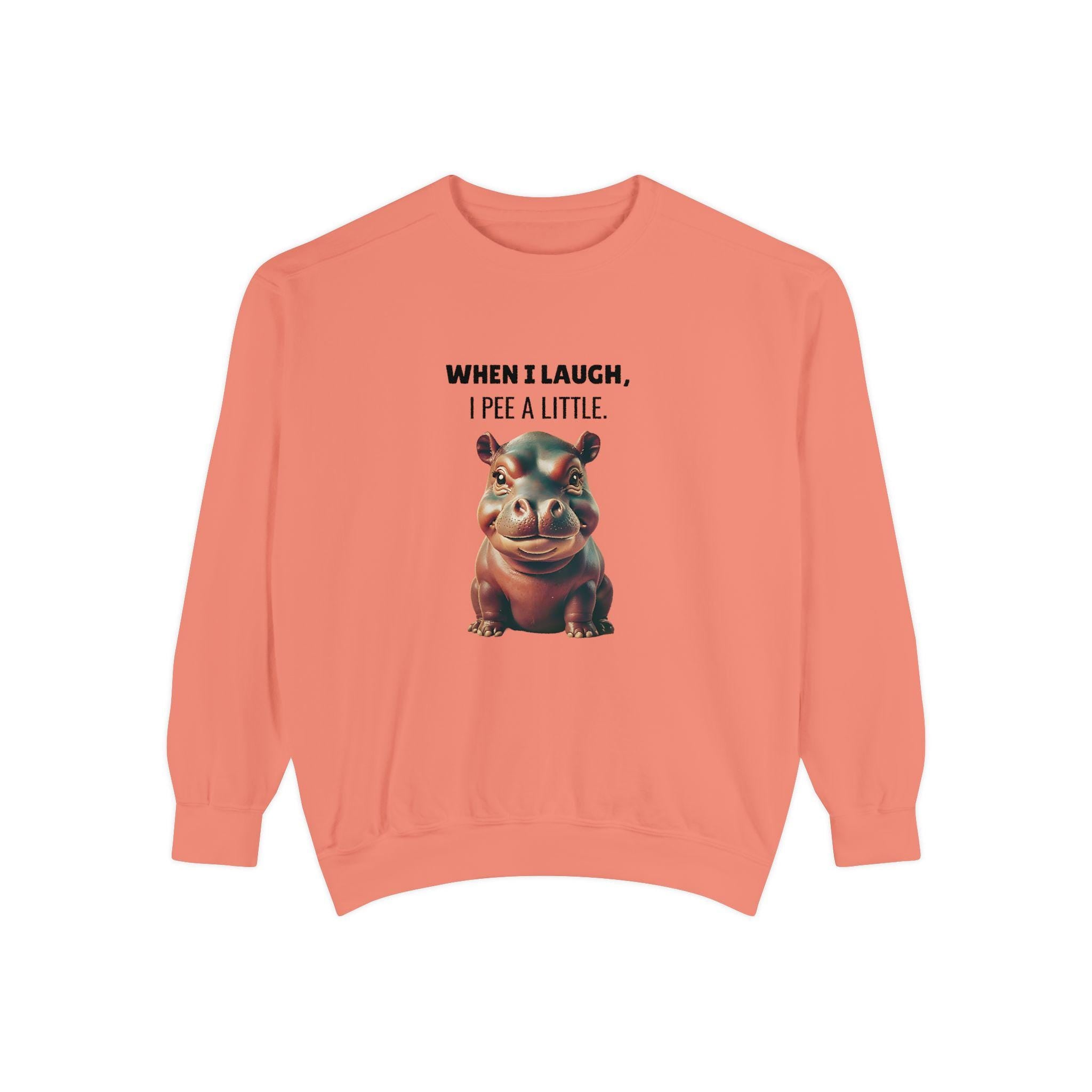 Laughing So Hard I Peed a Little - Funny Saying - Ideal for Gifting - Humor Hippo Moo Deng Sweater Print