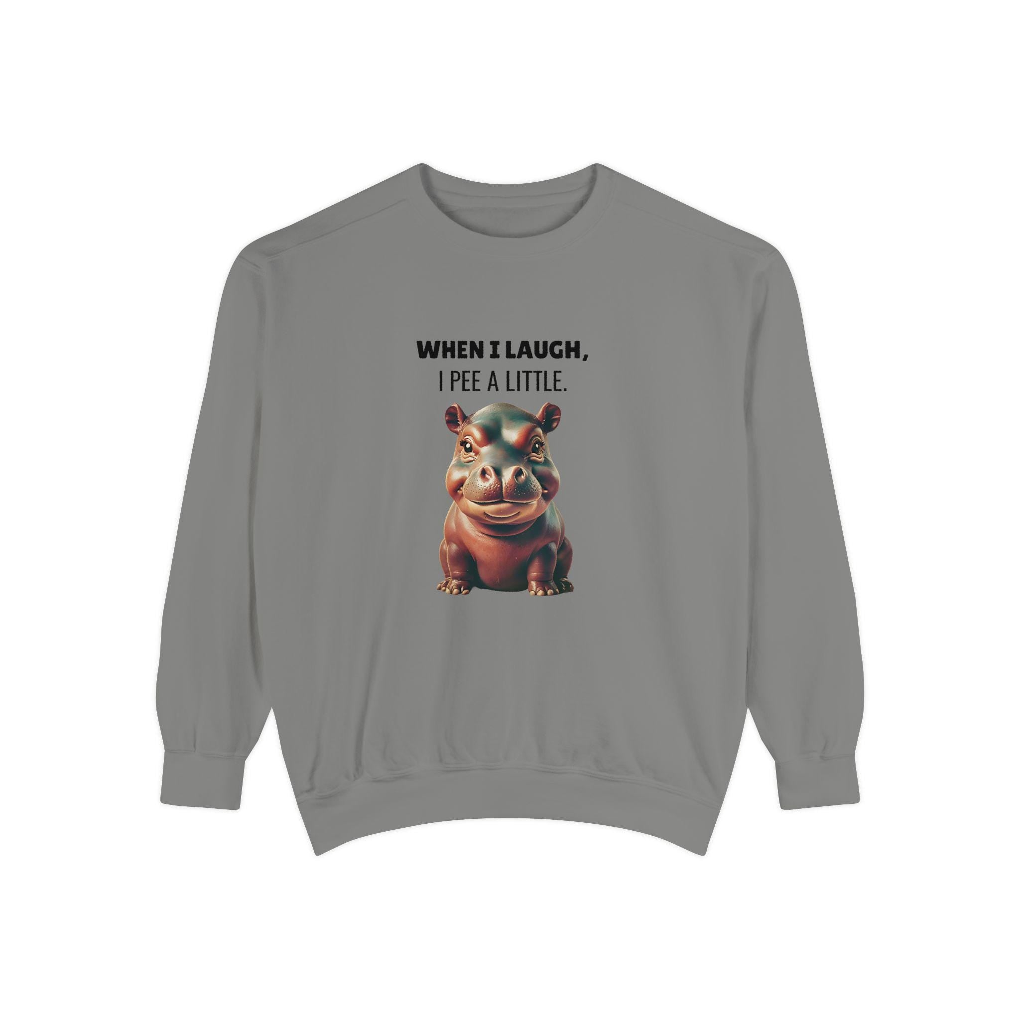Laughing So Hard I Peed a Little - Funny Saying - Ideal for Gifting - Humor Hippo Moo Deng Sweater Print